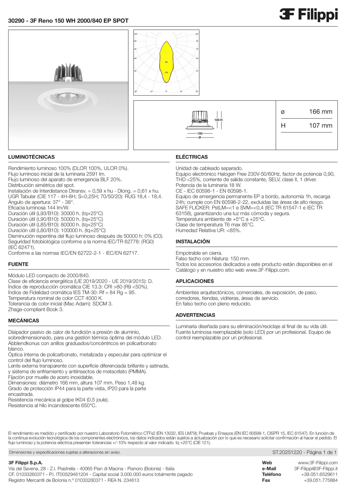 30290 - 3F Reno 150 WH 2000-840 EP SPOT - Datasheet - es