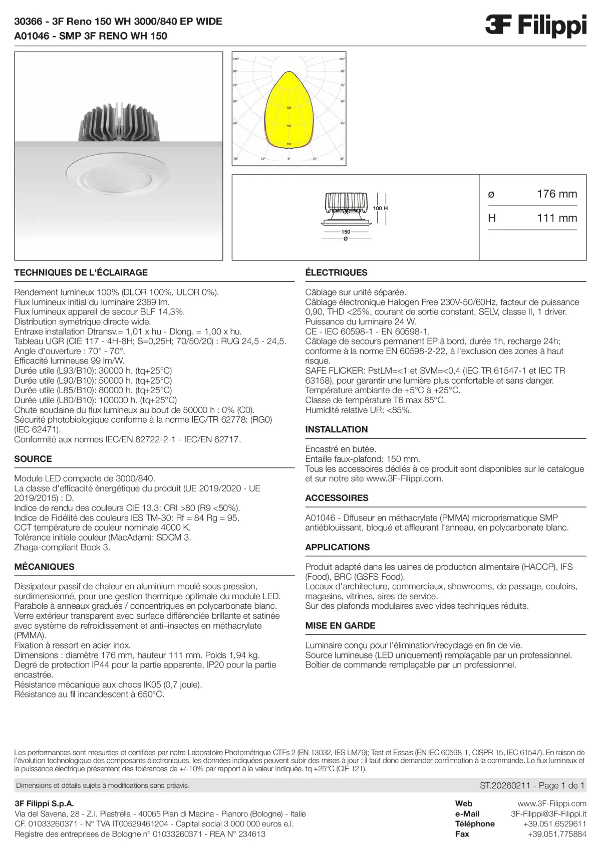 30366+A01046 - 3F Reno 150 WH 3000-840 EP WIDE + SMP WH - Datasheet - fr