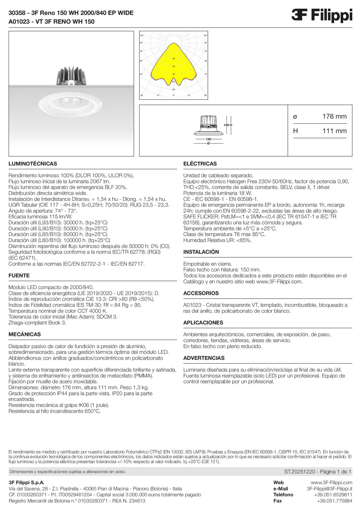 30358+A01023 - 3F Reno 150 WH 2000-840 EP WIDE + VT WH - Datasheet - es