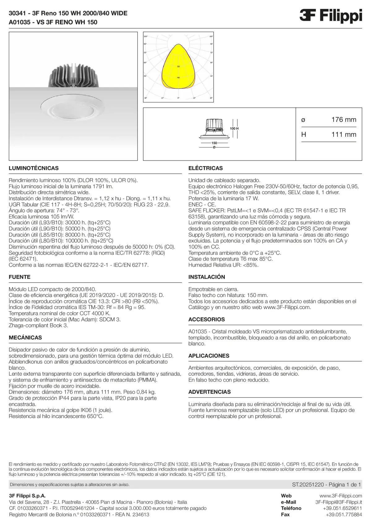 30341+A01035 - 3F Reno 150 WH 2000-840 WIDE + VS WH - Datasheet - es