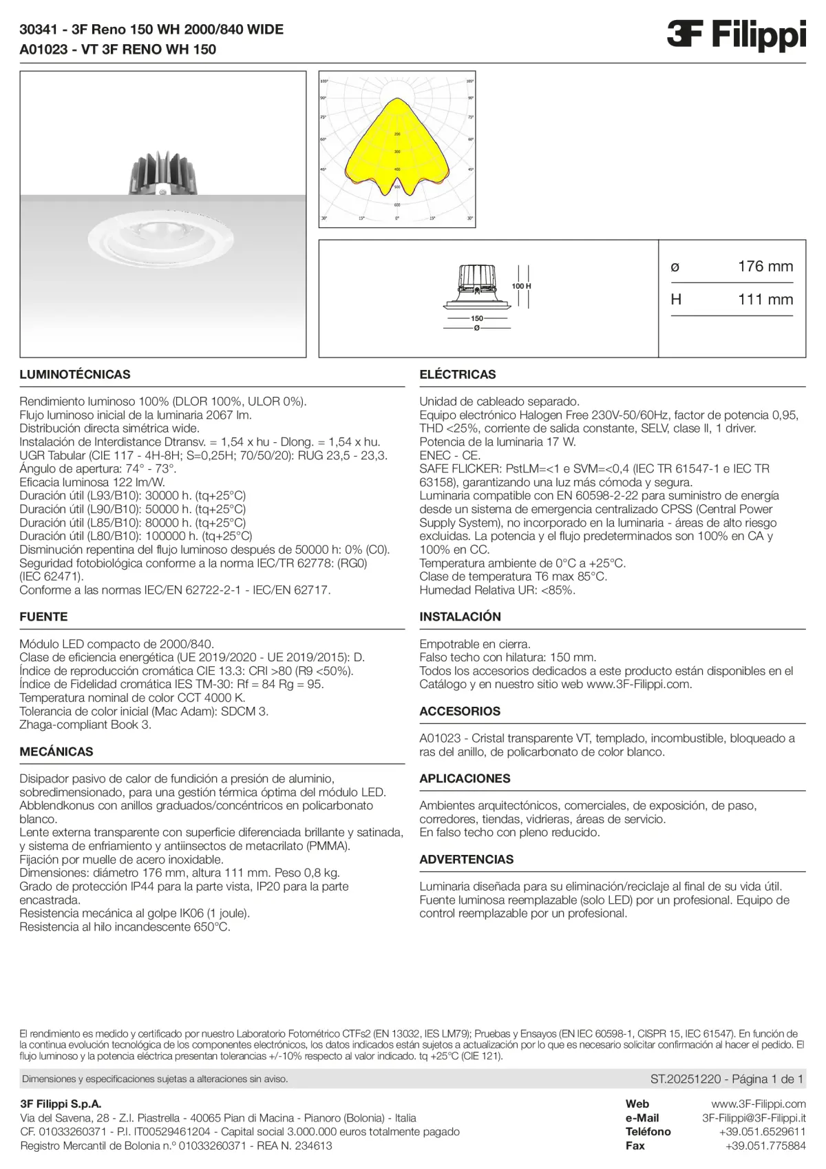 30341+A01023 - 3F Reno 150 WH 2000-840 WIDE + VT WH - Datasheet - es
