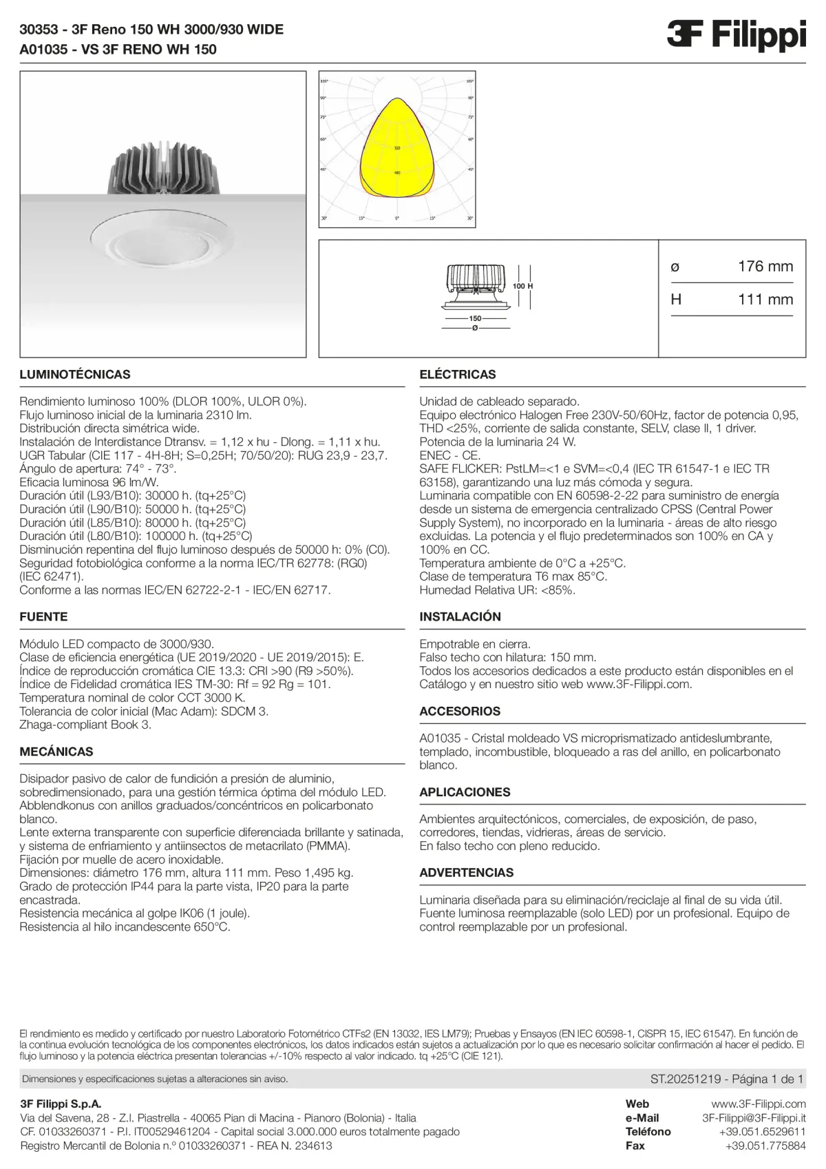 30353+A01035 - 3F Reno 150 WH 3000-930 WIDE + VS WH - Datasheet - es