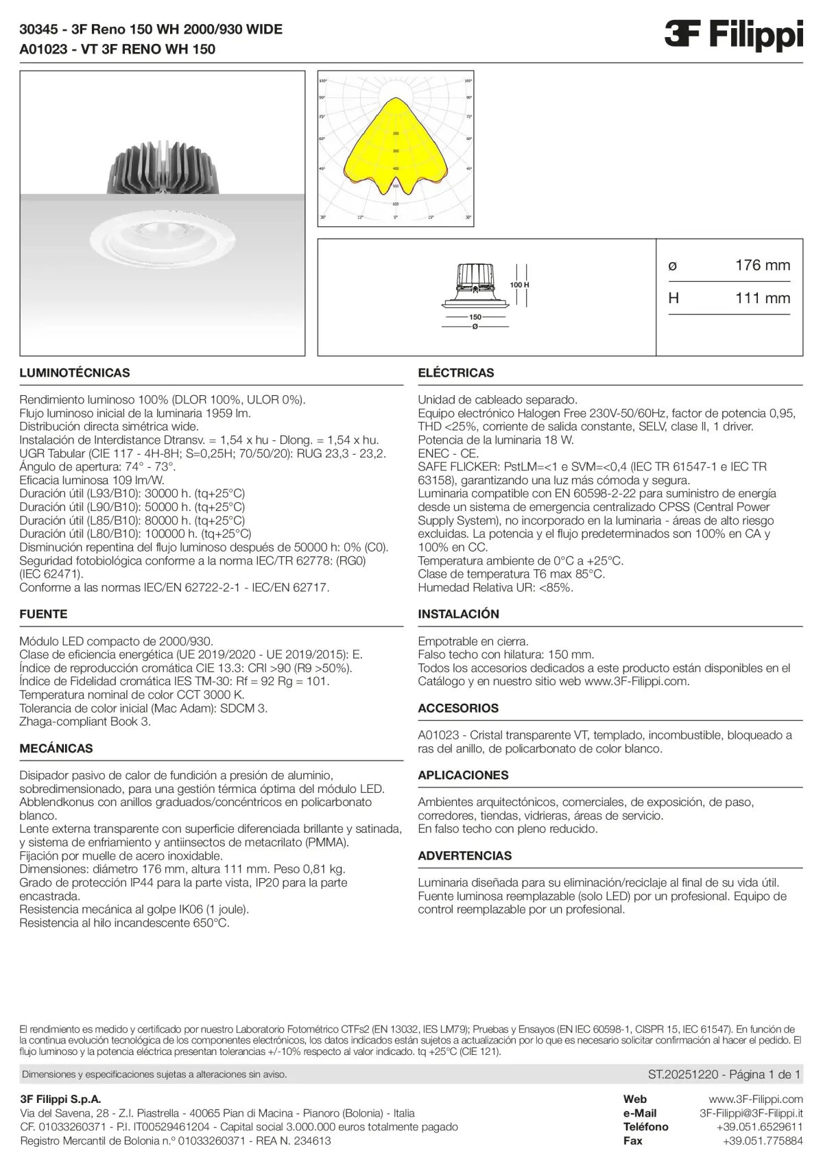 30345+A01023 - 3F Reno 150 WH 2000-930 WIDE + VT WH - Datasheet - es