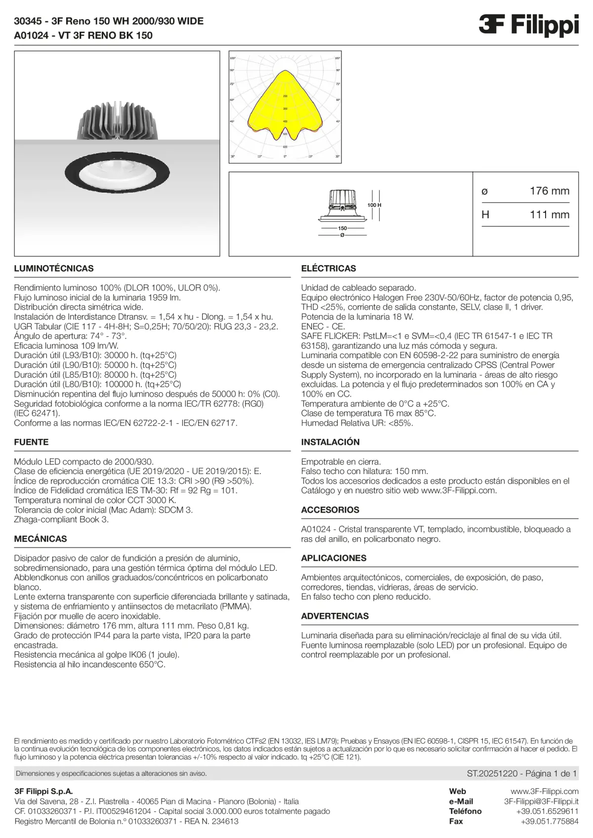 30345+A01024 - 3F Reno 150 WH 2000-930 WIDE + VT BK - Datasheet - es
