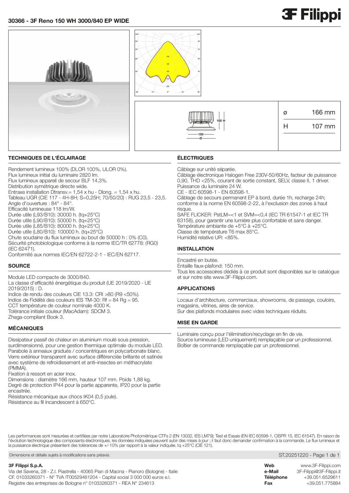 30366 - 3F Reno 150 WH 3000-840 EP WIDE - Datasheet - fr