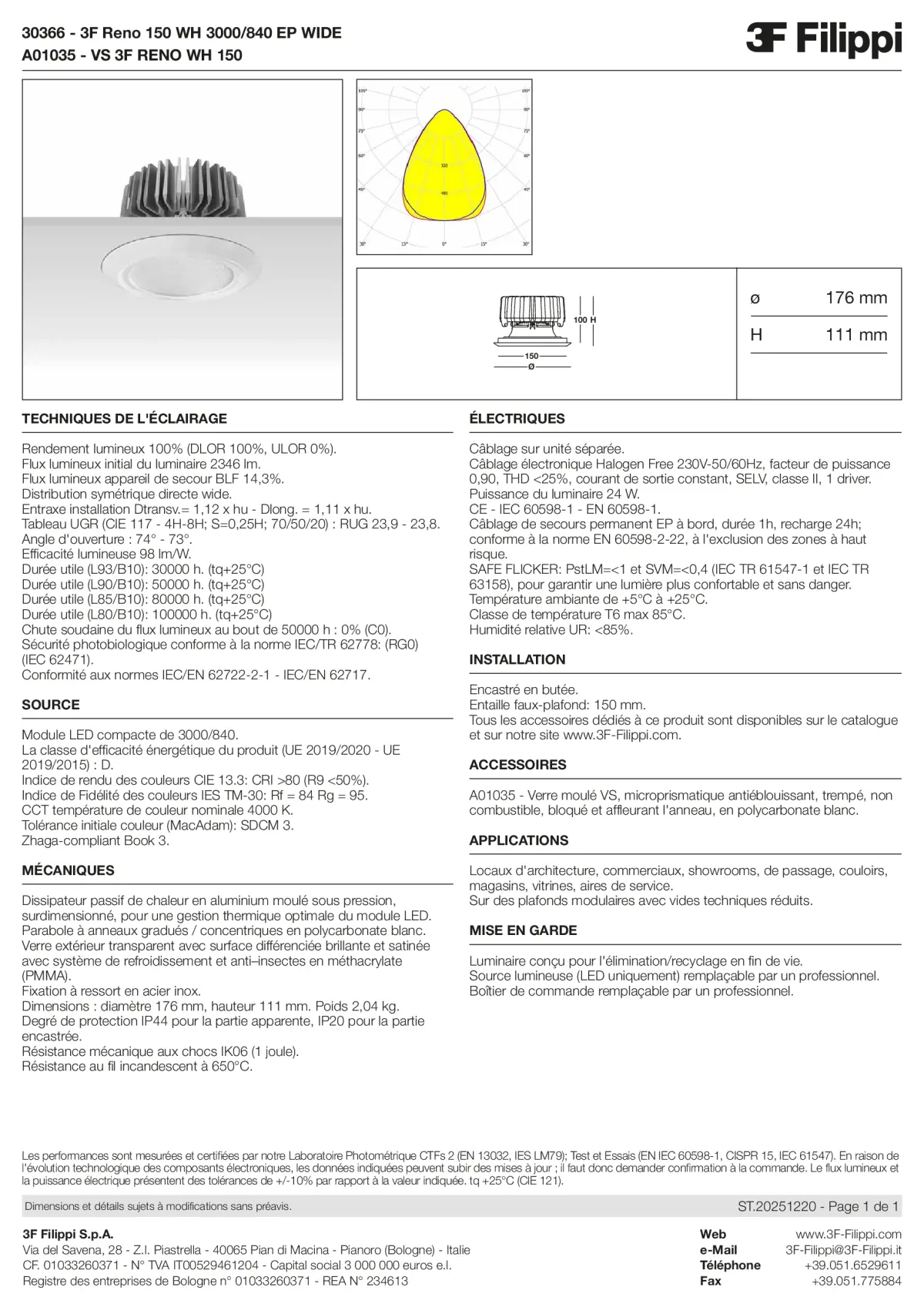 30366+A01035 - 3F Reno 150 WH 3000-840 EP WIDE + VS WH - Datasheet - fr