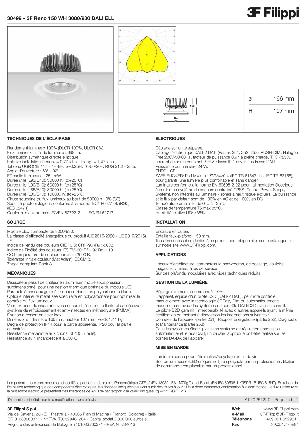 30499 - 3F Reno 150 WH 3000-930 DALI ELL - Datasheet - fr