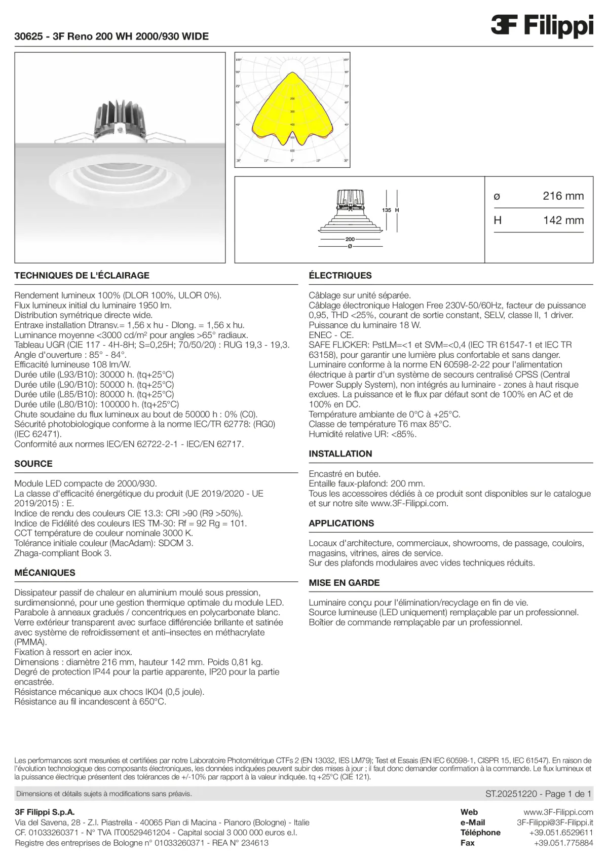 30625 - 3F Reno 200 WH 2000-930 WIDE - Datasheet - fr