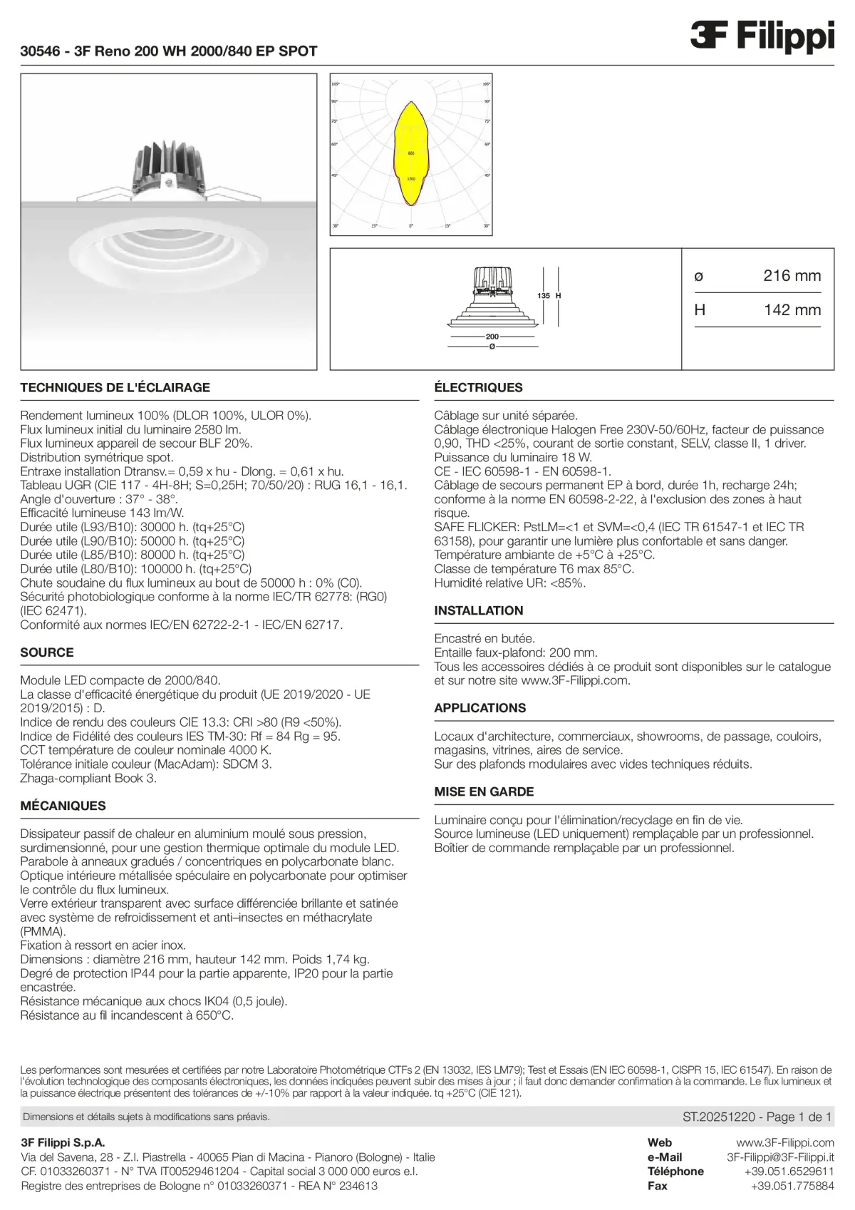 30546 - 3F Reno 200 WH 2000-840 EP SPOT - Datasheet - fr