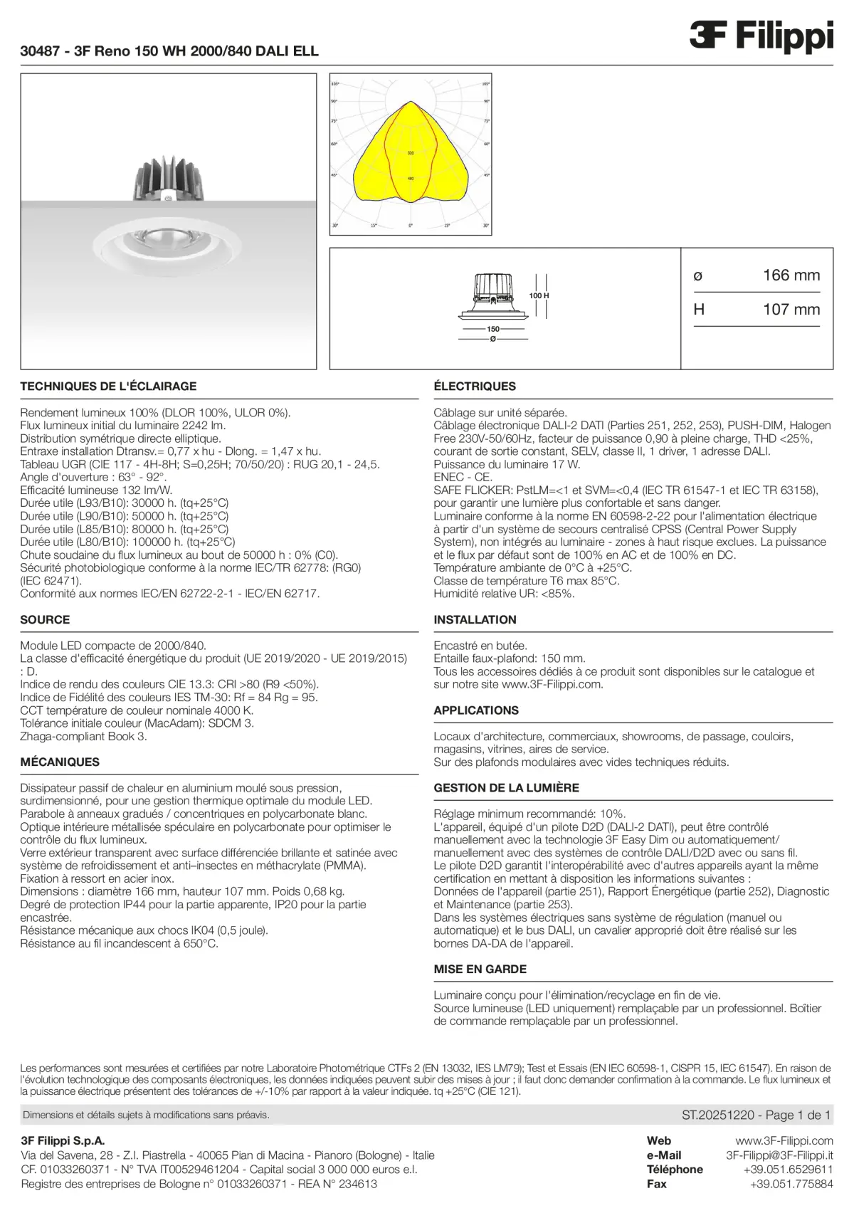 30487 - 3F Reno 150 WH 2000-840 DALI ELL - Datasheet - fr