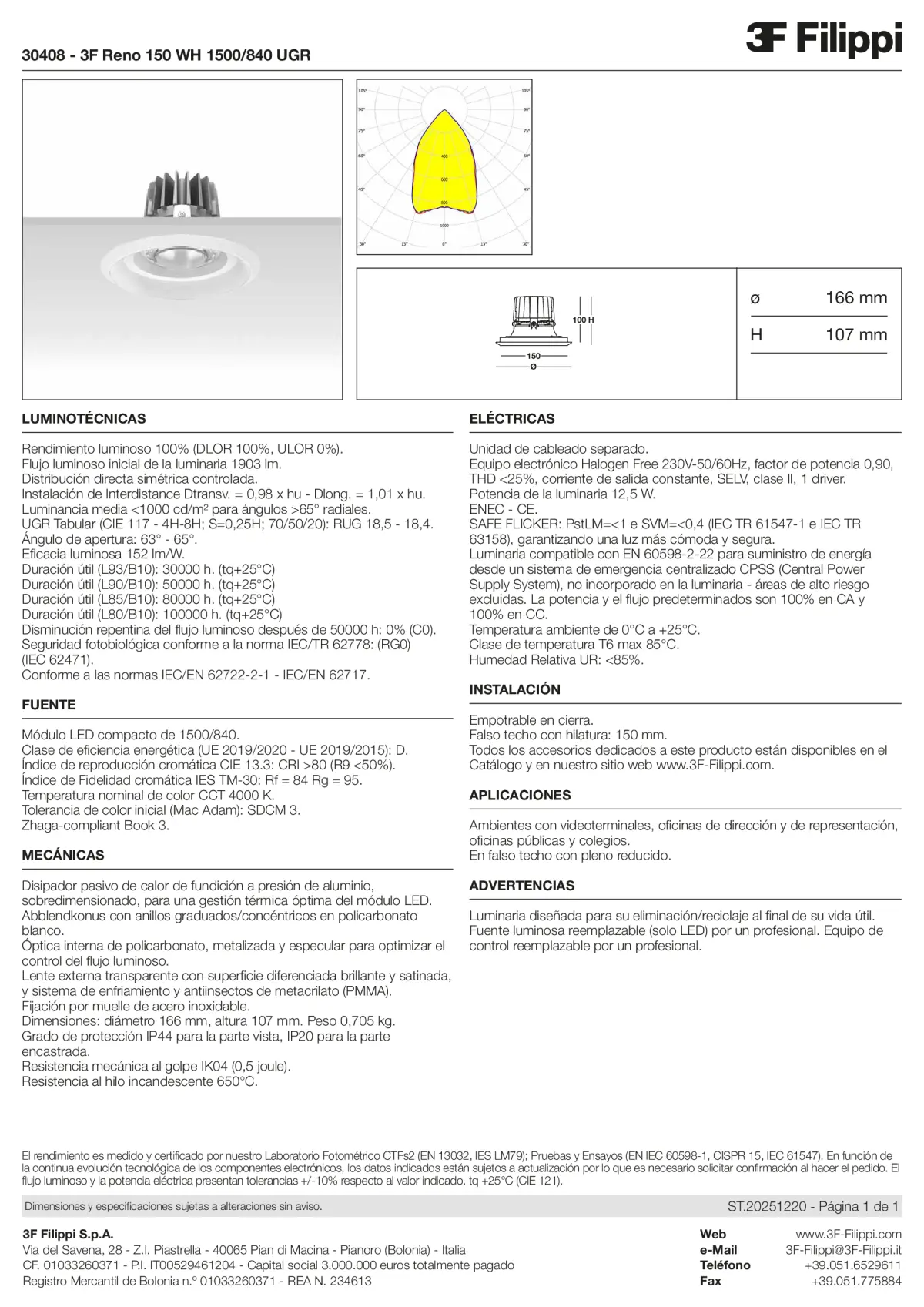 30408 - 3F Reno 150 WH 1500-840 UGR - Datasheet - es