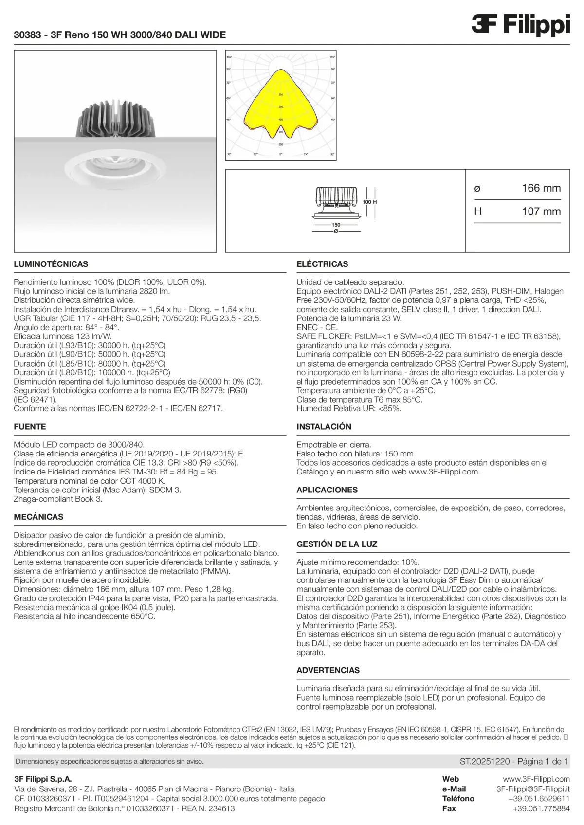 30383 - 3F Reno 150 WH 3000-840 DALI WIDE - Datasheet - es