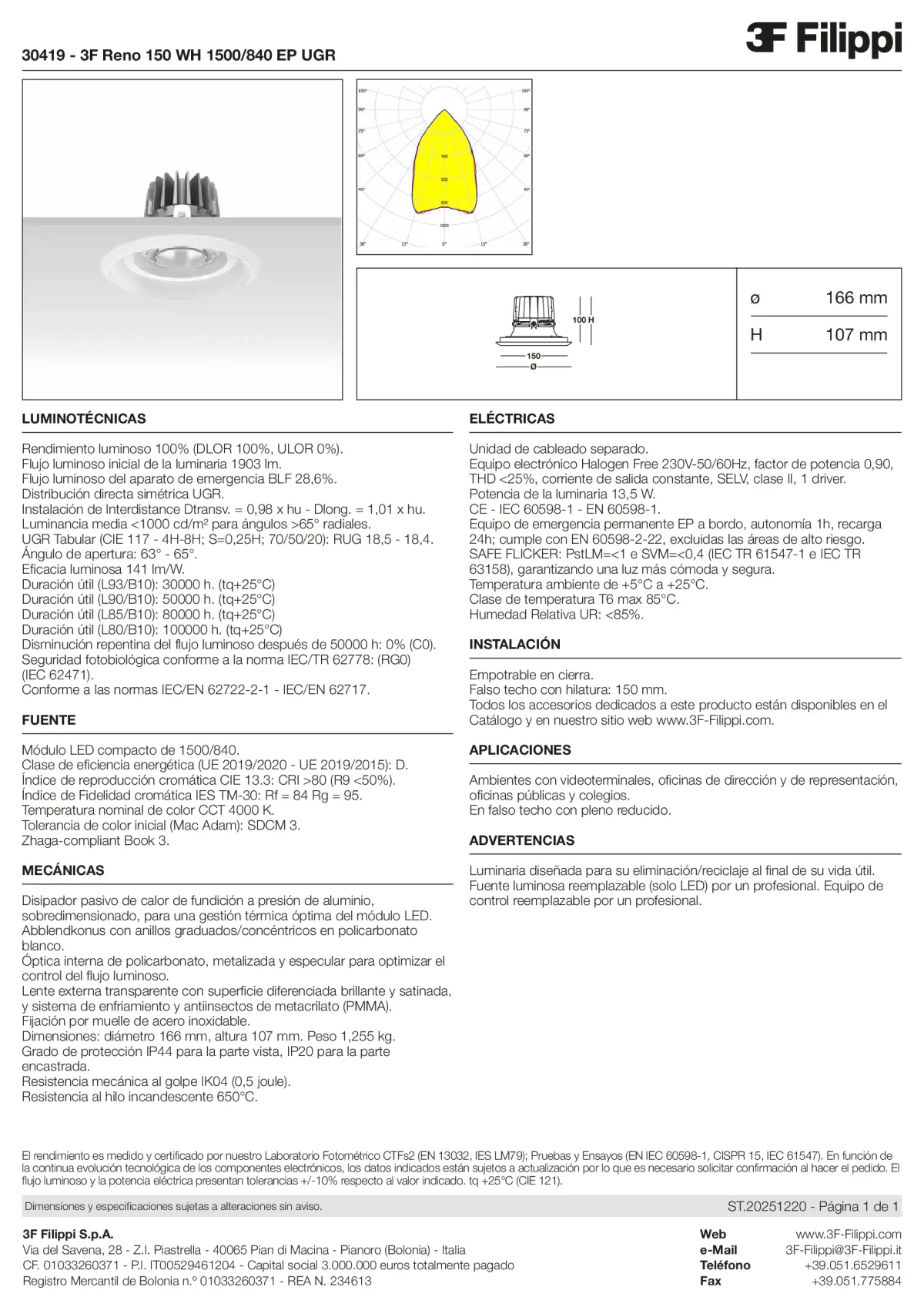 30419 - 3F Reno 150 WH 1500-840 EP UGR - Datasheet - es