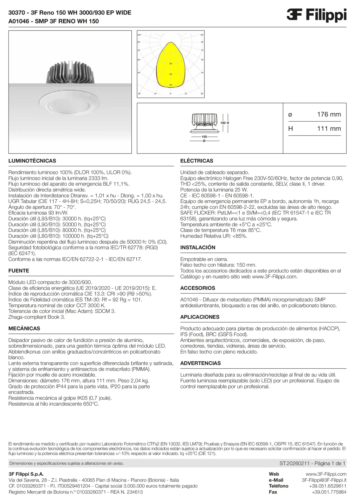 30370+A01046 - 3F Reno 150 WH 3000-930 EP WIDE + SMP WH - Datasheet - es