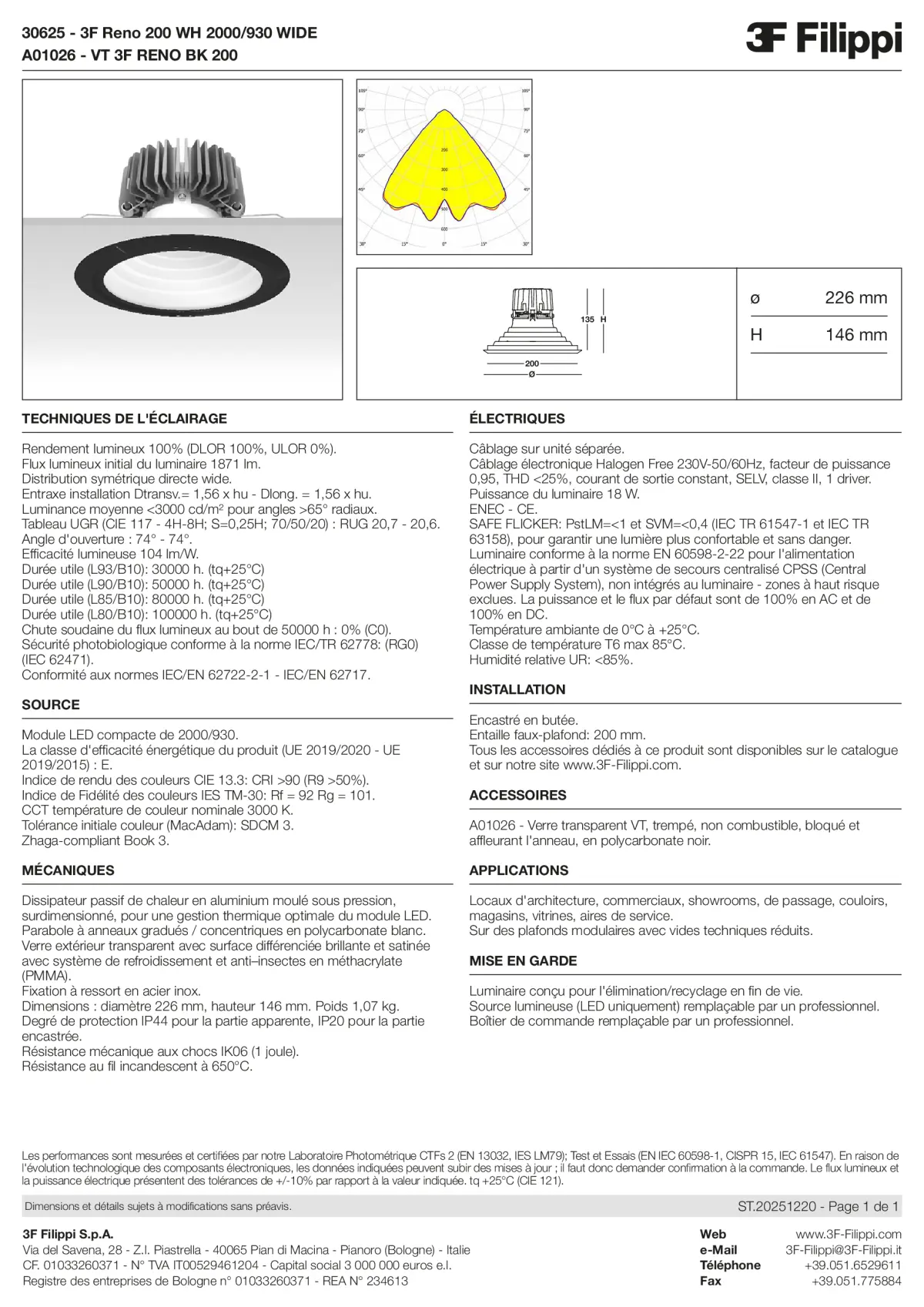 30625+A01026 - 3F Reno 200 WH 2000-930 WIDE + VT BK - Datasheet - fr