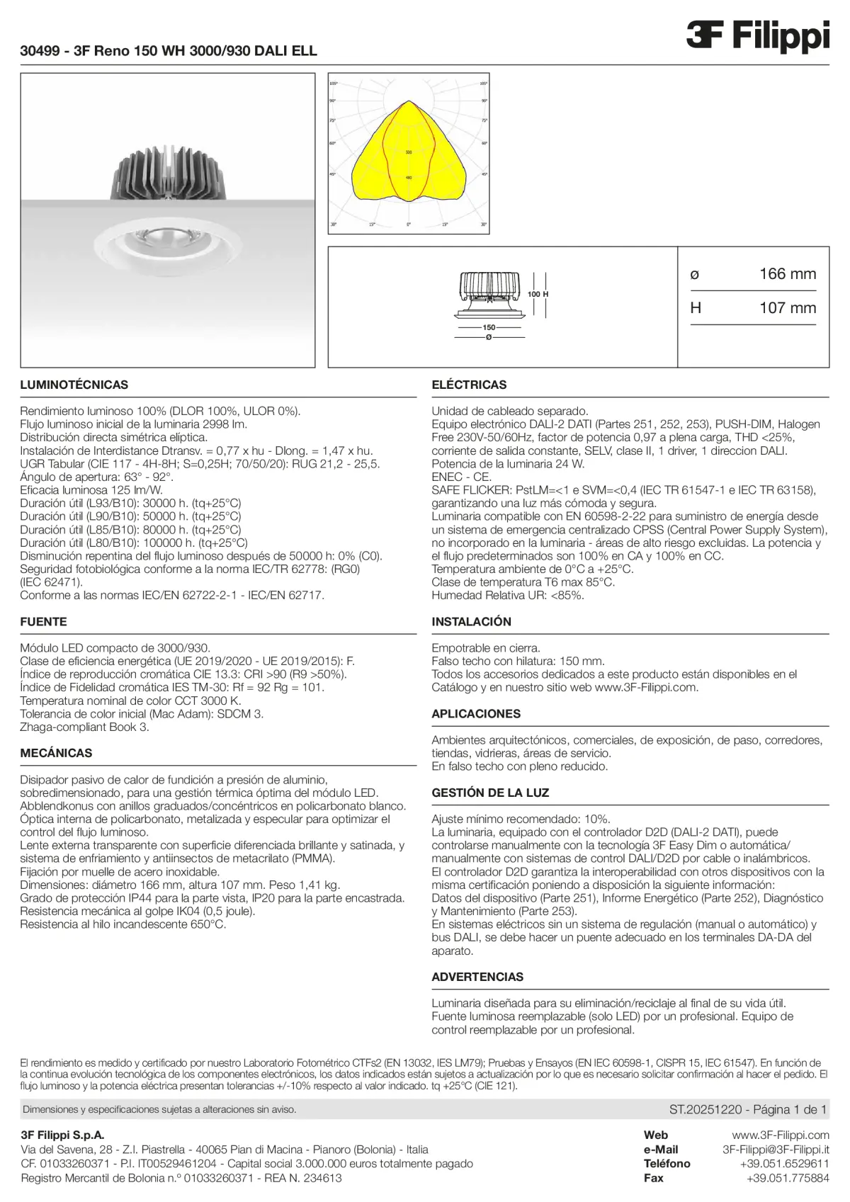 30499 - 3F Reno 150 WH 3000-930 DALI ELL - Datasheet - es
