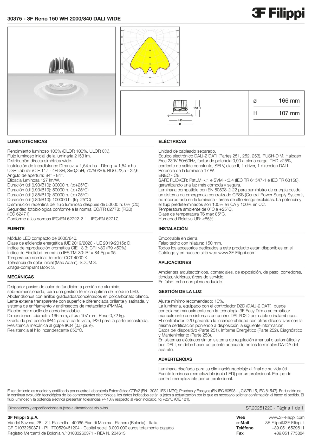30375 - 3F Reno 150 WH 2000-840 DALI WIDE - Datasheet - es