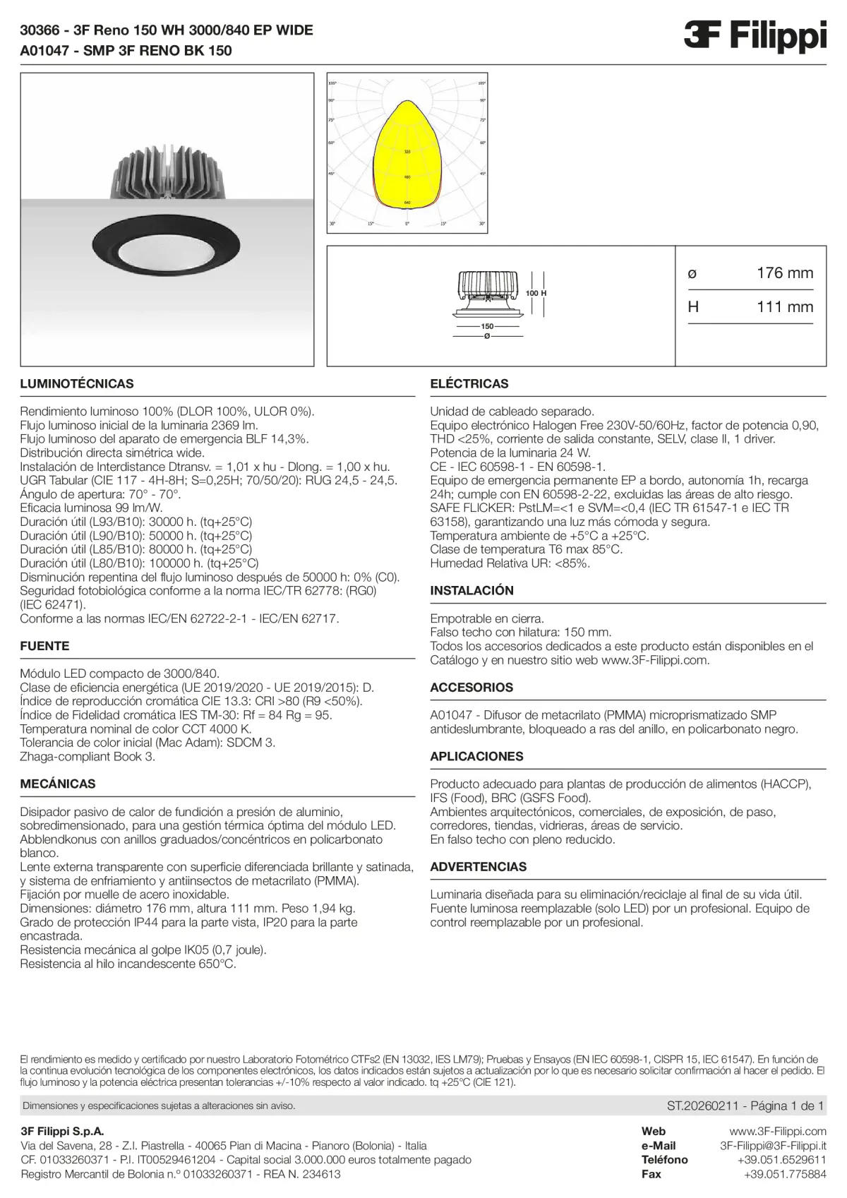 30366+A01047 - 3F Reno 150 WH 3000-840 EP WIDE + SMP BK - Datasheet - es