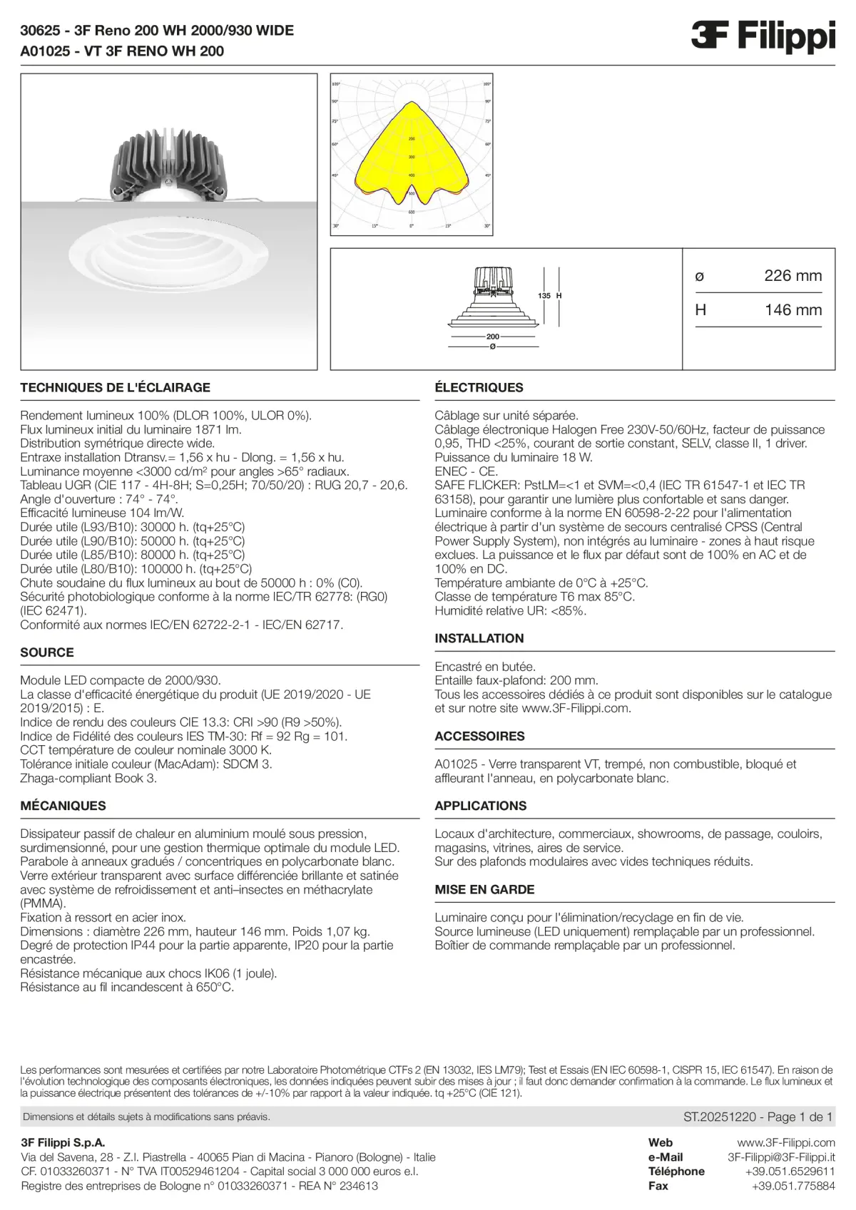 30625+A01025 - 3F Reno 200 WH 2000-930 WIDE + VT WH - Datasheet - fr