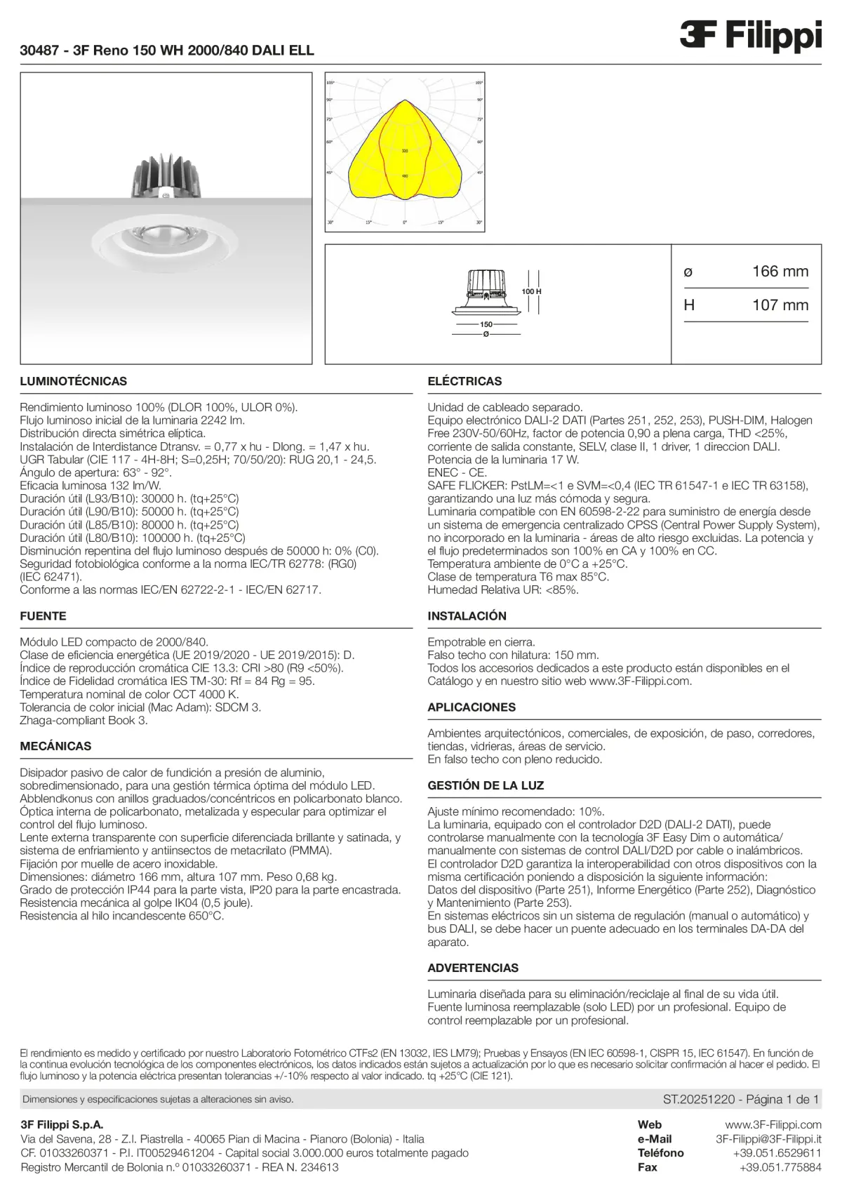 30487 - 3F Reno 150 WH 2000-840 DALI ELL - Datasheet - es