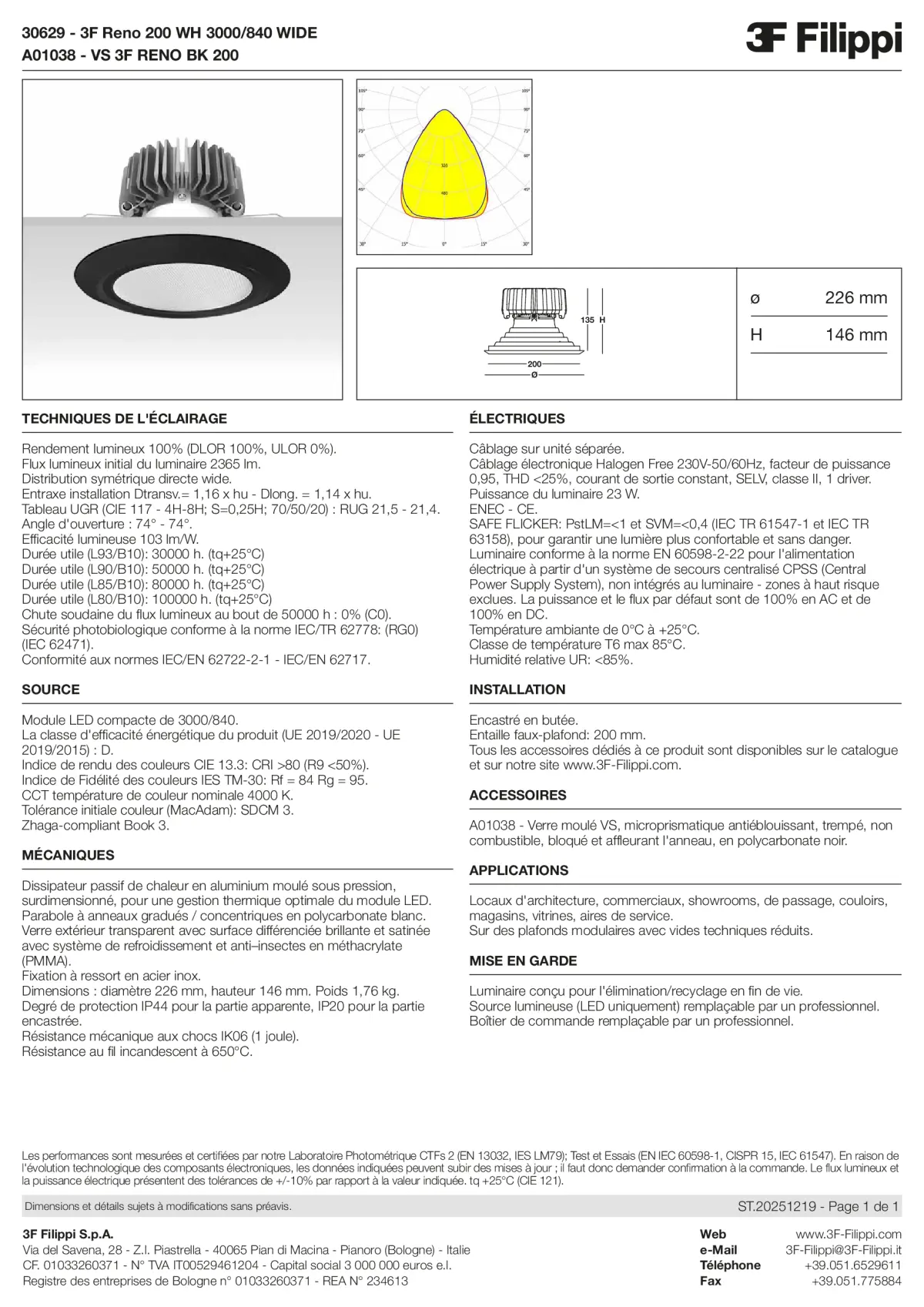 30629+A01038 - 3F Reno 200 WH 3000-840 WIDE + VS BK - Datasheet - fr