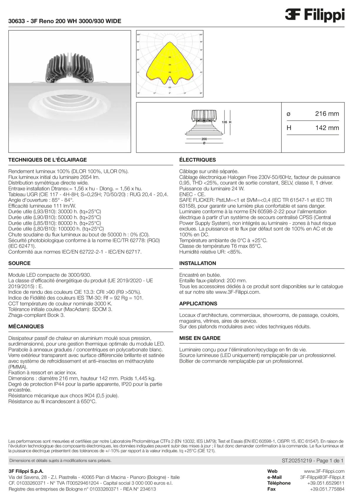30633 - 3F Reno 200 WH 3000-930 WIDE - Datasheet - fr