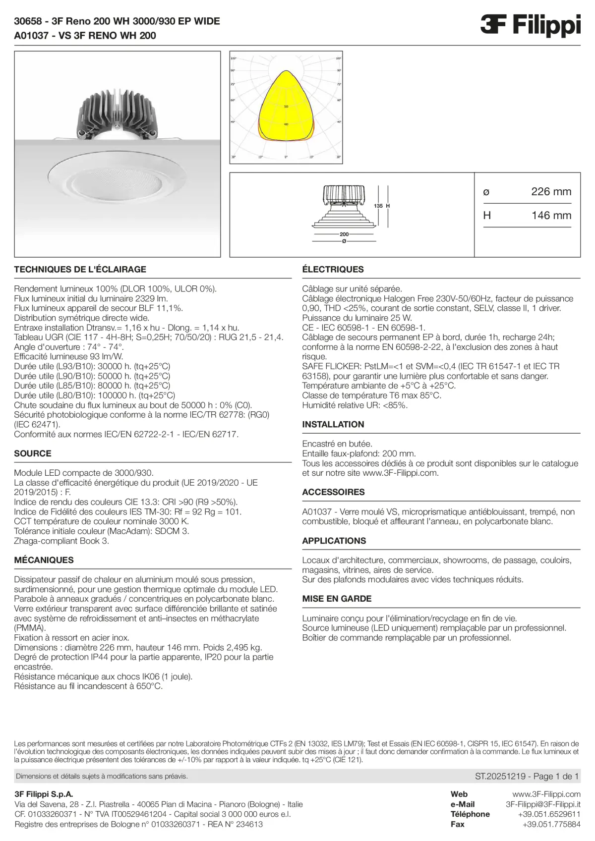 30658+A01037 - 3F Reno 200 WH 3000-930 EP WIDE + VS WH - Datasheet - fr