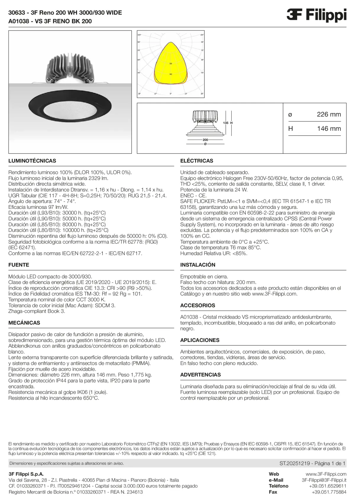 30633+A01038 - 3F Reno 200 WH 3000-930 WIDE + VS BK - Datasheet - es