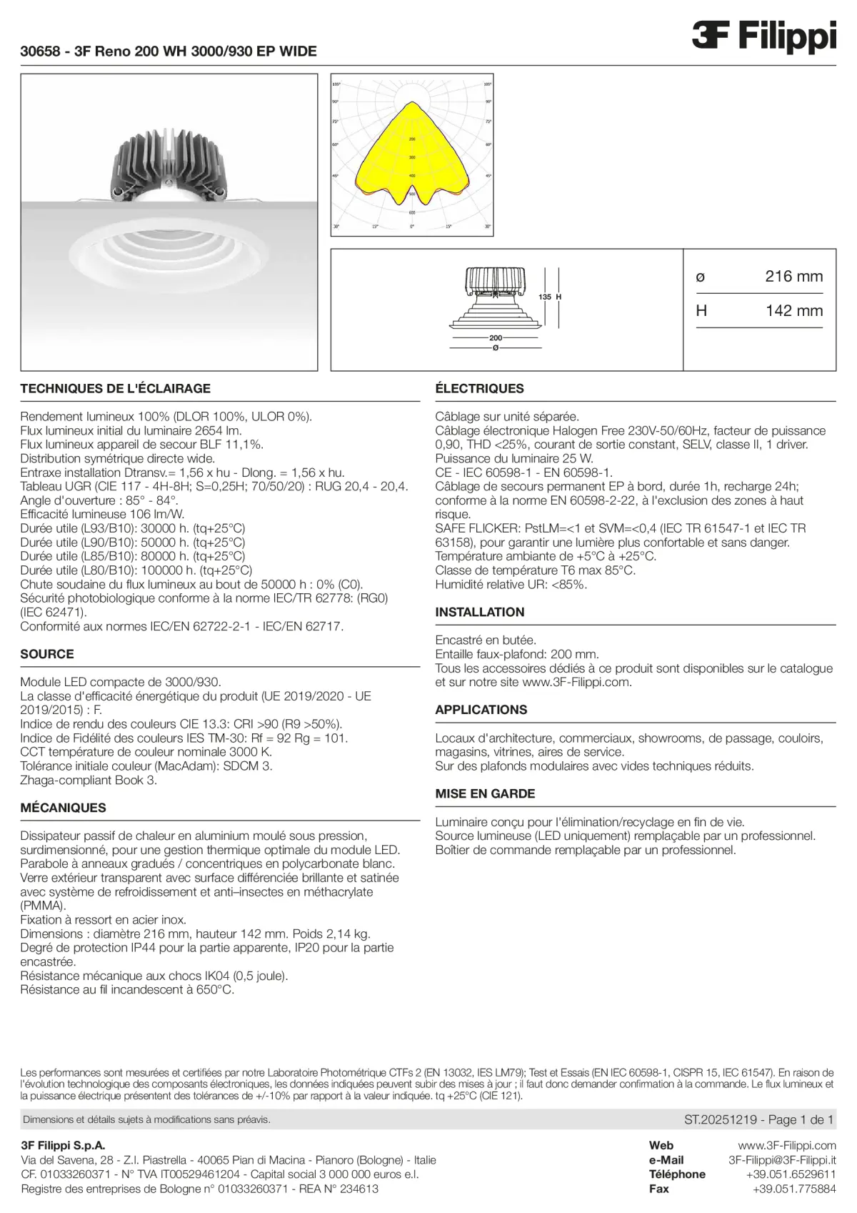 30658 - 3F Reno 200 WH 3000-930 EP WIDE - Datasheet - fr