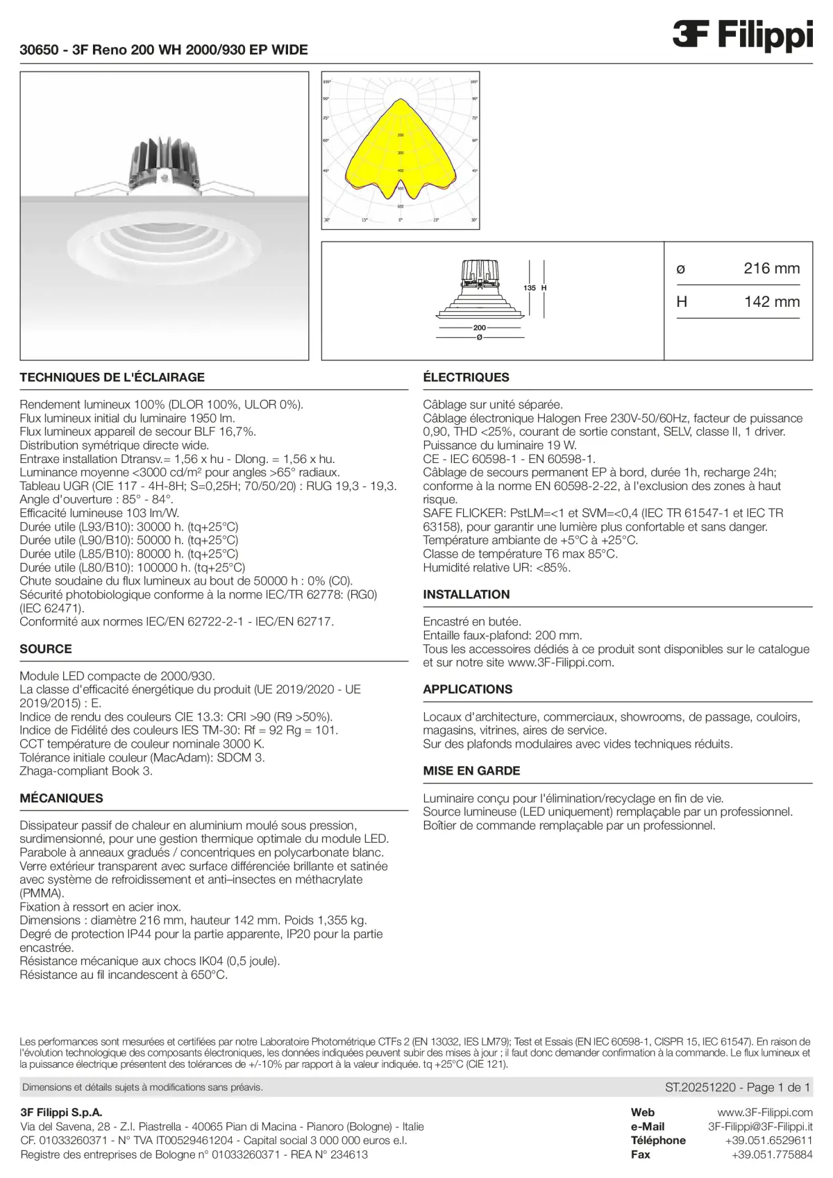 30650 - 3F Reno 200 WH 2000-930 EP WIDE - Datasheet - fr