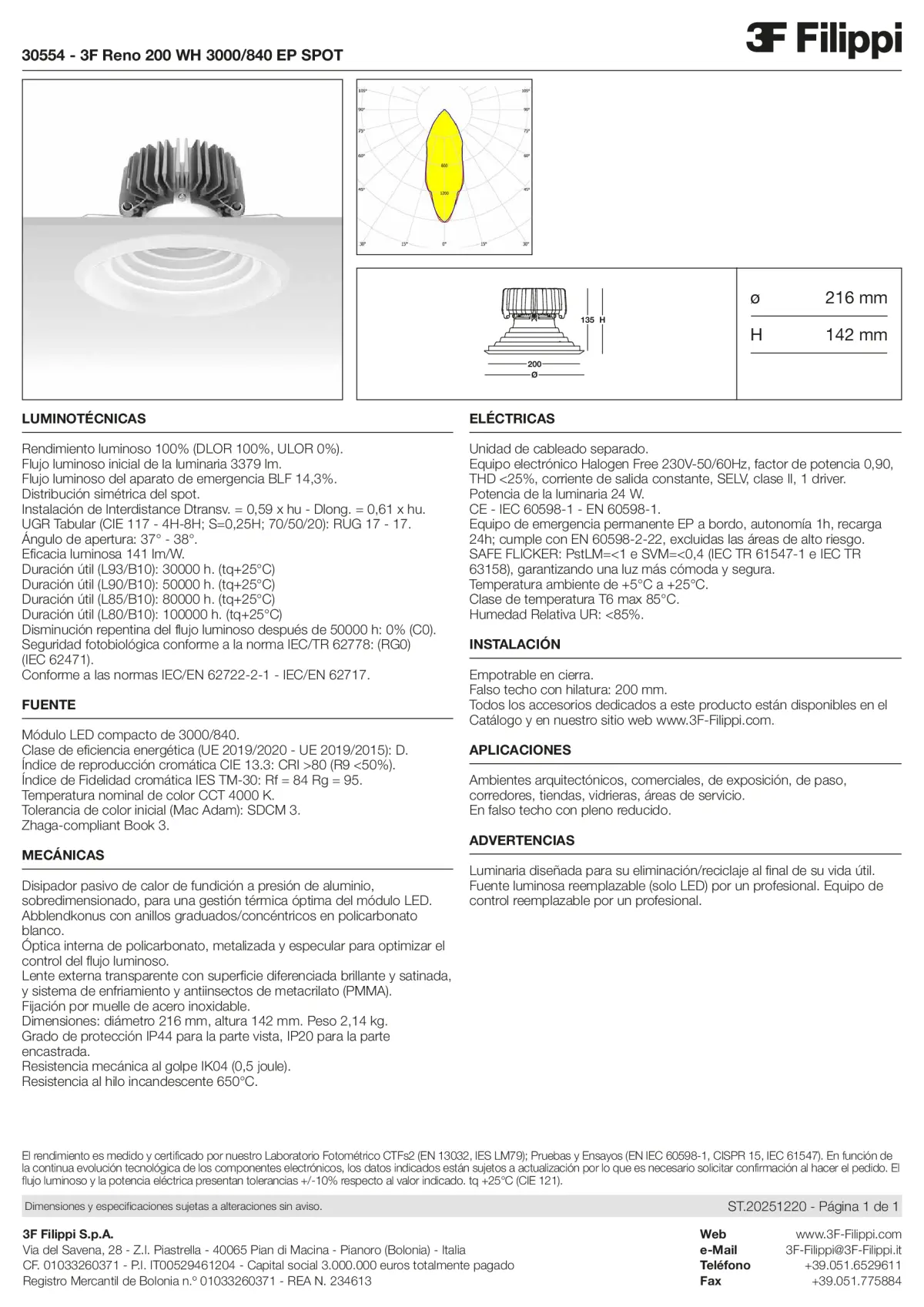 30554 - 3F Reno 200 WH 3000-840 EP SPOT - Datasheet - es