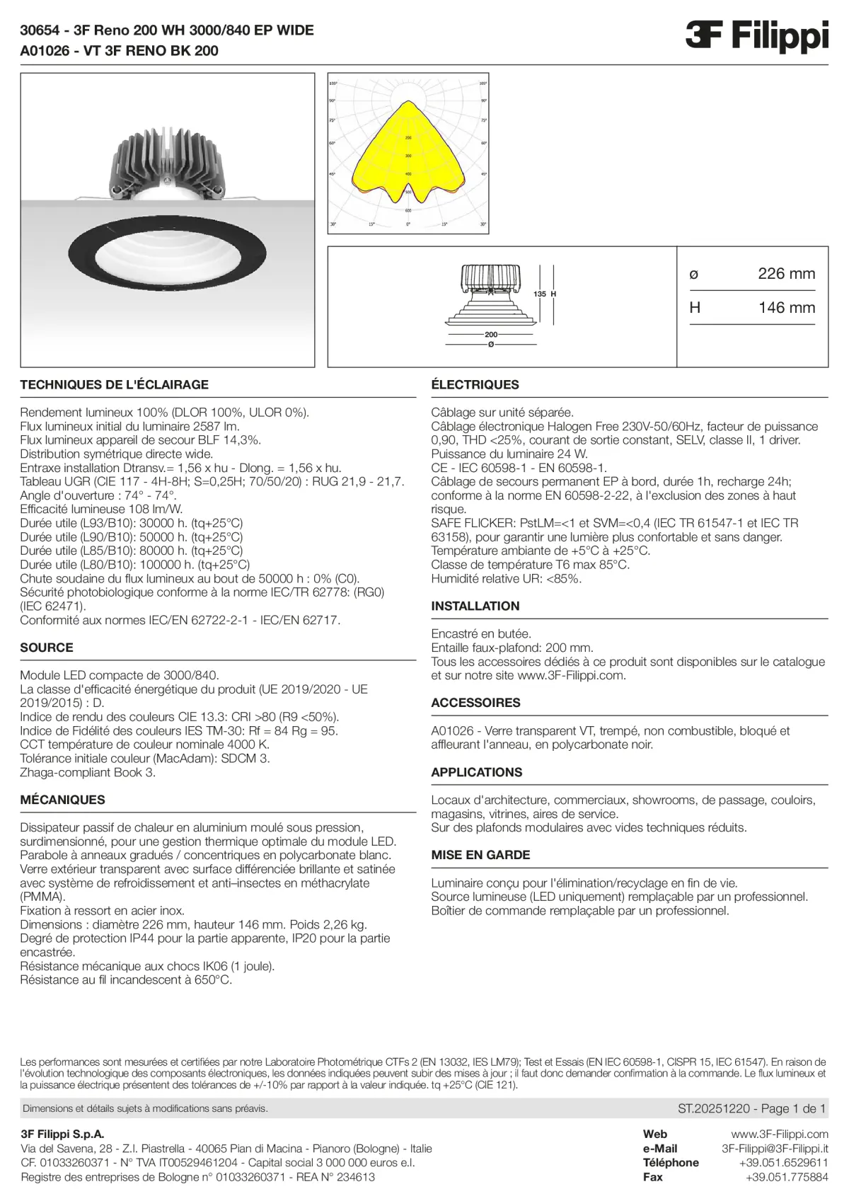 30654+A01026 - 3F Reno 200 WH 3000-840 EP WIDE + VT BK - Datasheet - fr