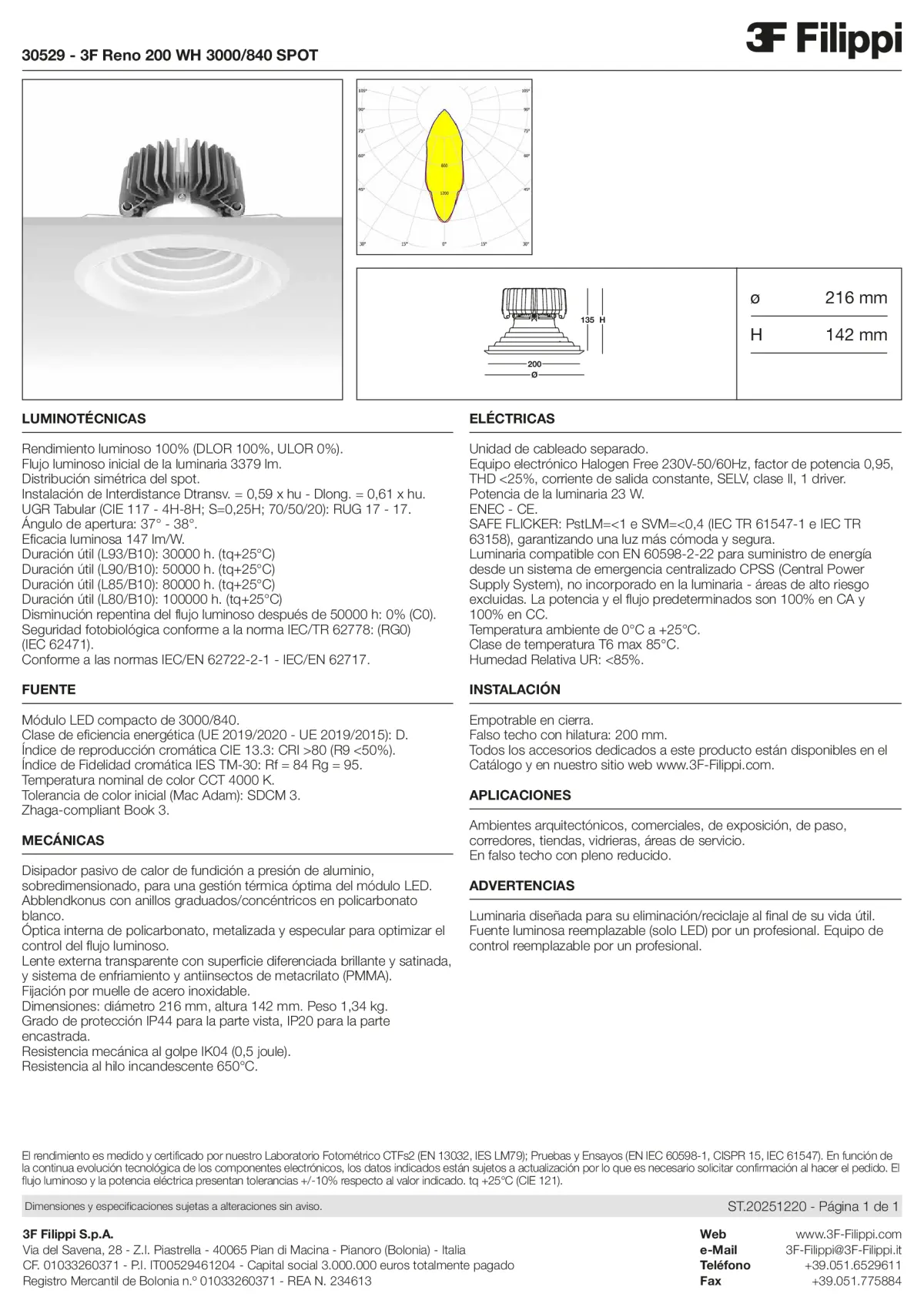 30529 - 3F Reno 200 WH 3000-840 SPOT - Datasheet - es