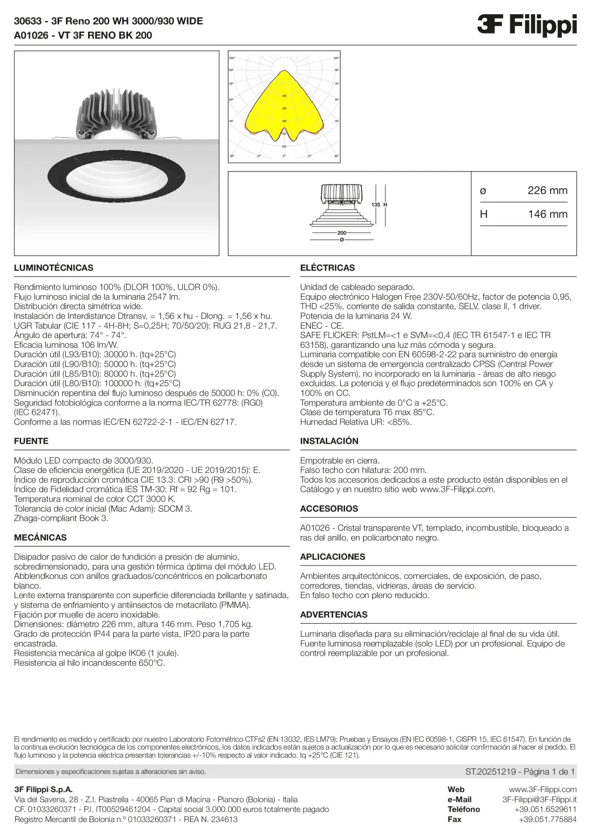 30633+A01026 - 3F Reno 200 WH 3000-930 WIDE + VT BK - Datasheet - es