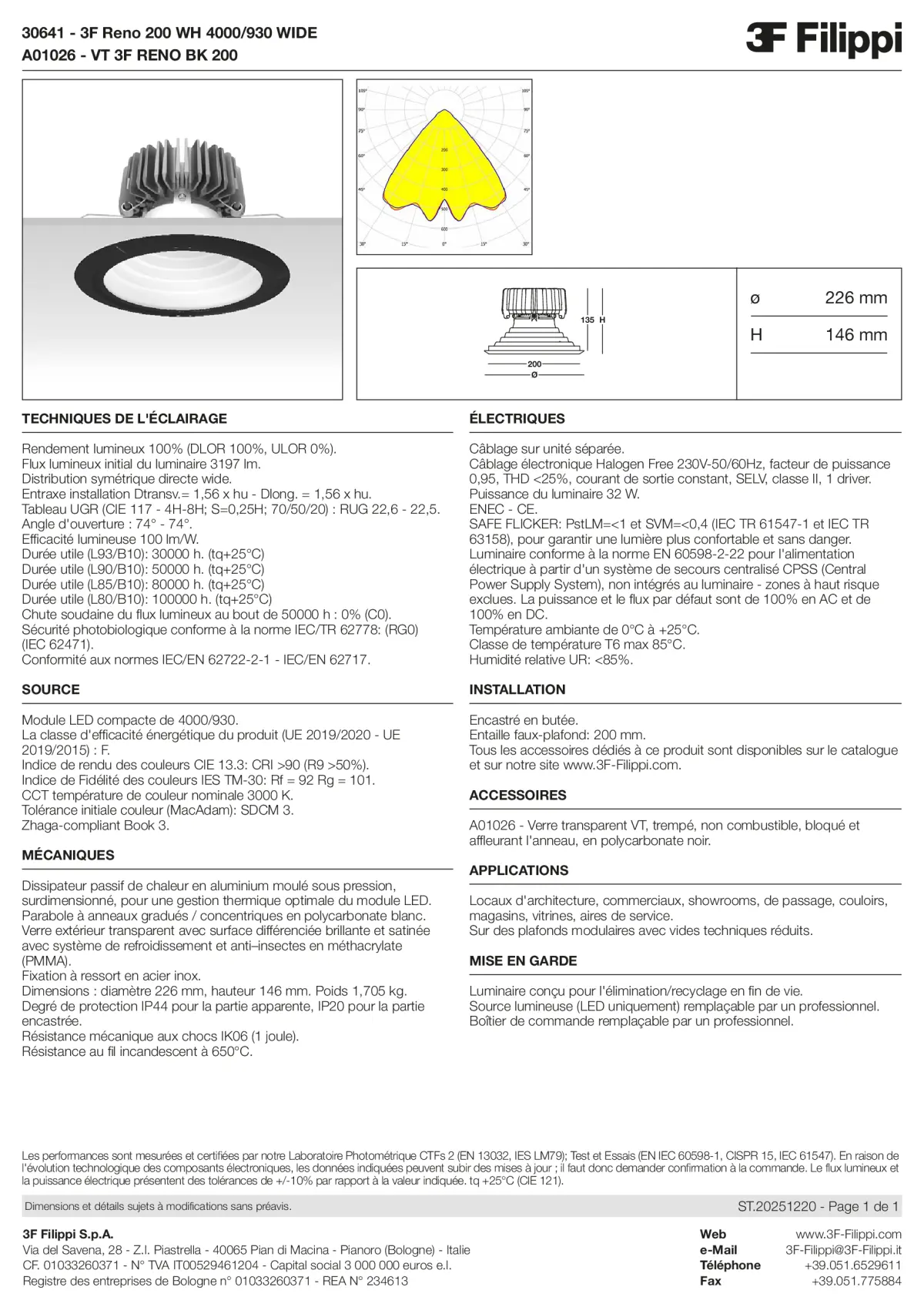 30641+A01026 - 3F Reno 200 WH 4000-930 WIDE + VT BK - Datasheet - fr