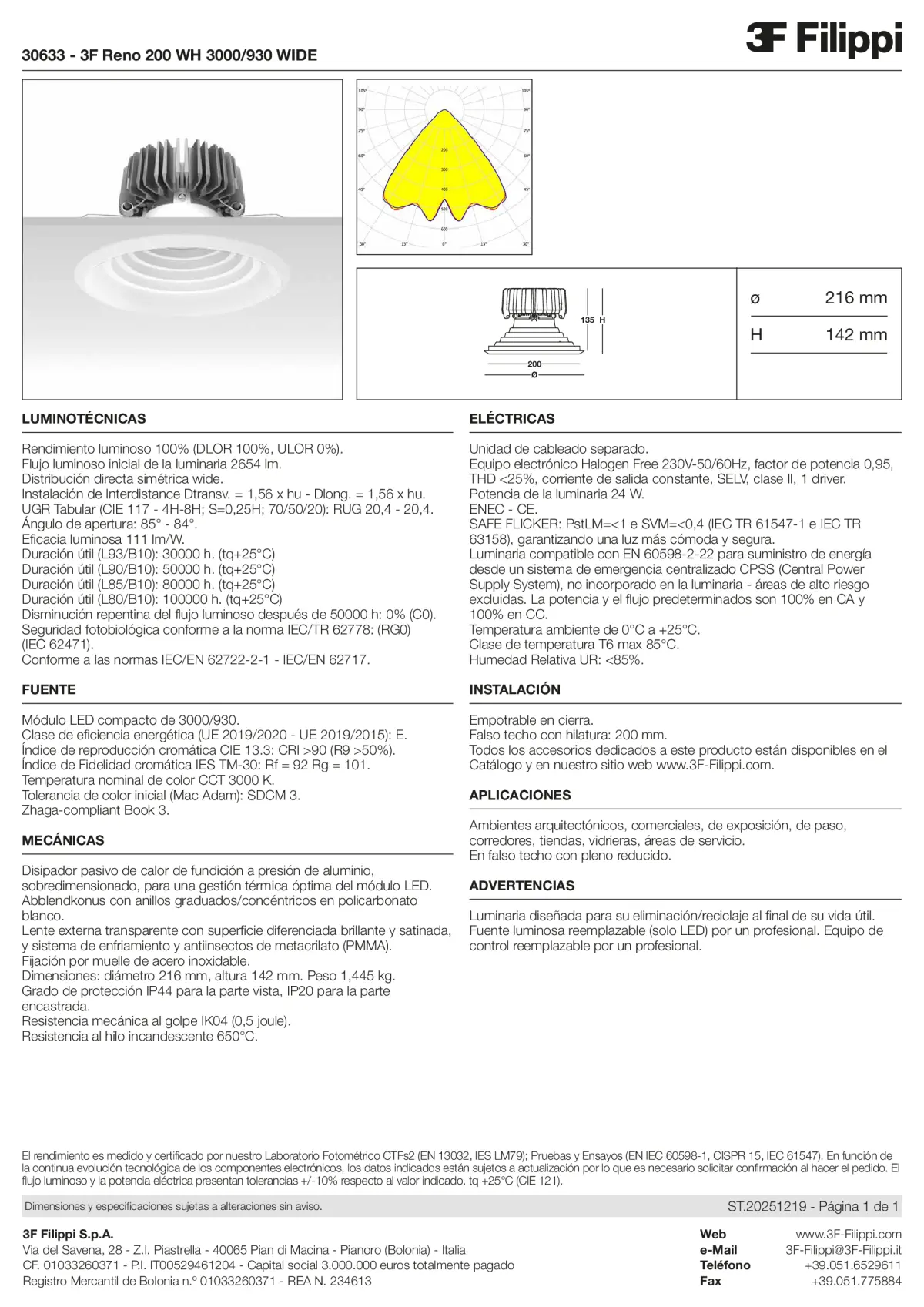 30633 - 3F Reno 200 WH 3000-930 WIDE - Datasheet - es