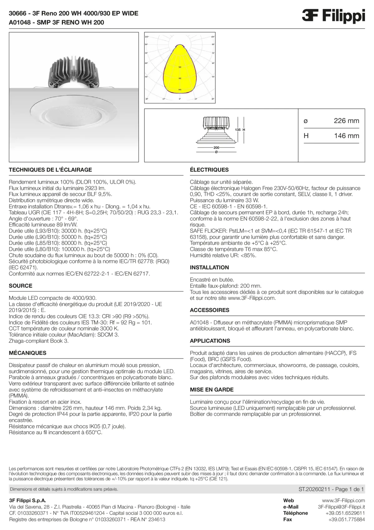 30666+A01048 - 3F Reno 200 WH 4000-930 EP WIDE + SMP WH - Datasheet - fr