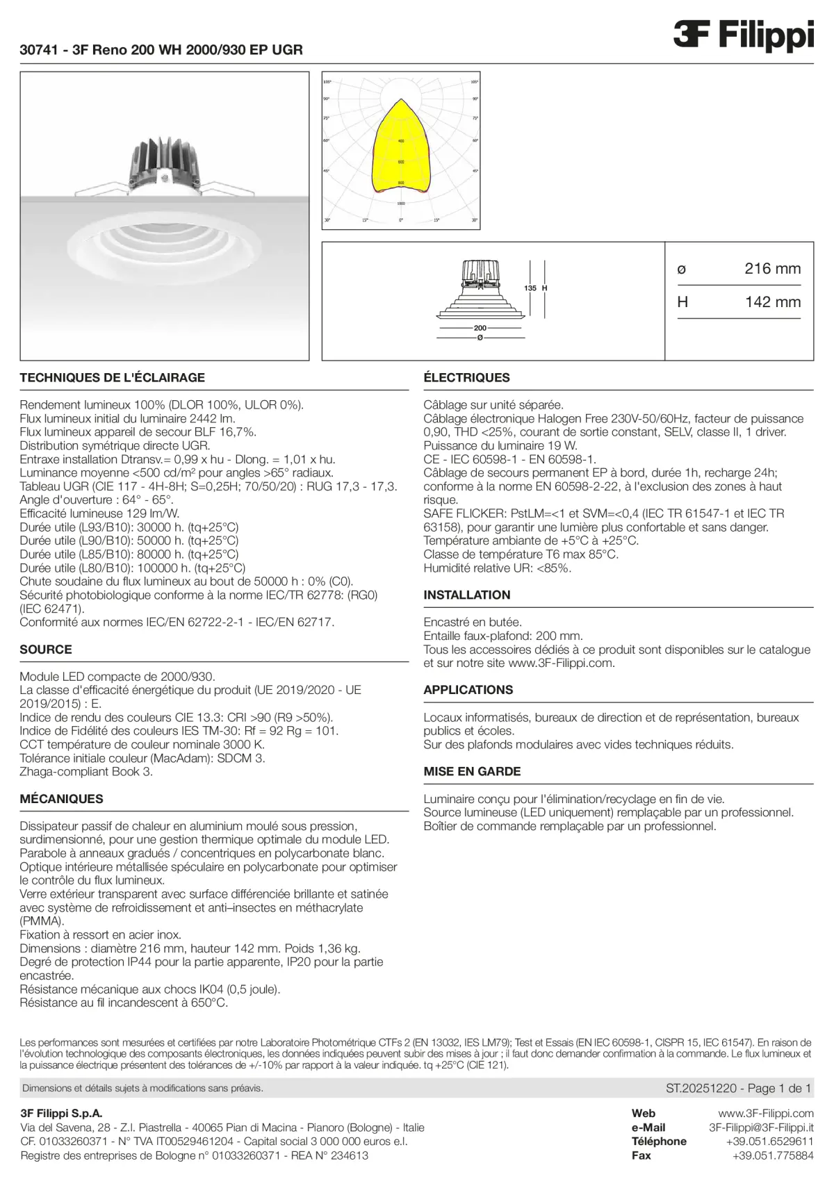 30741 - 3F Reno 200 WH 2000-930 EP UGR - Datasheet - fr