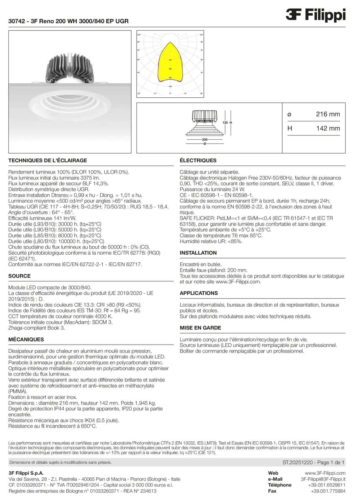 30742 - 3F Reno 200 WH 3000-840 EP UGR - Datasheet - fr