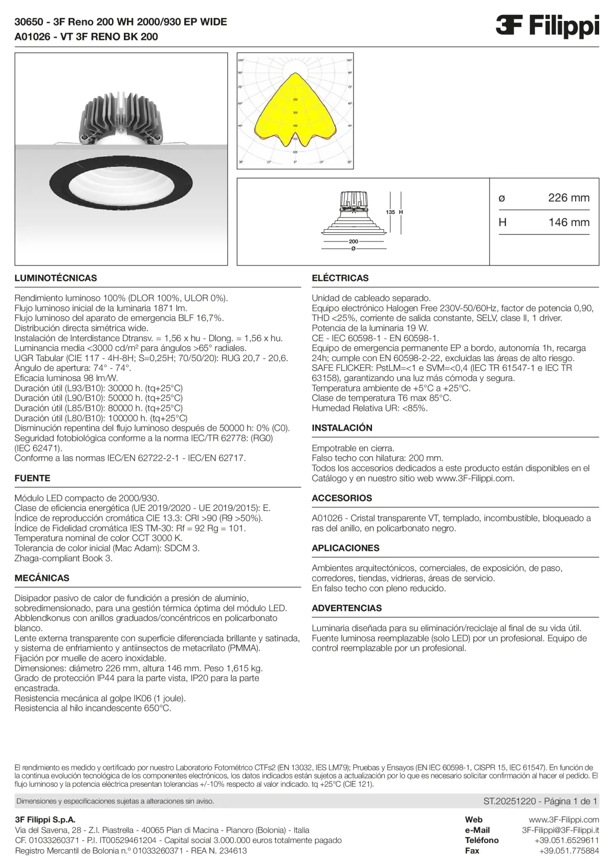 30650+A01026 - 3F Reno 200 WH 2000-930 EP WIDE + VT BK - Datasheet - es