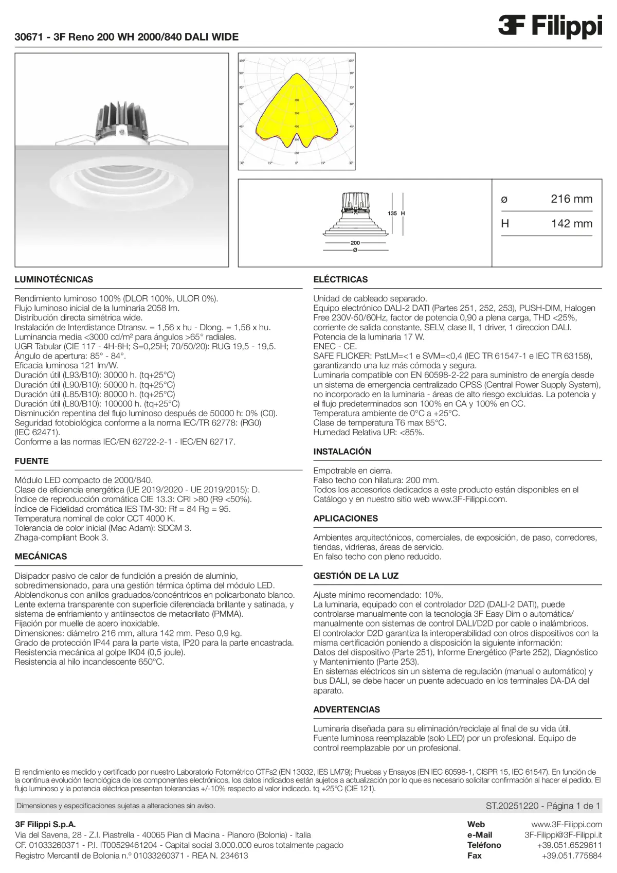 30671 - 3F Reno 200 WH 2000-840 DALI WIDE - Datasheet - es