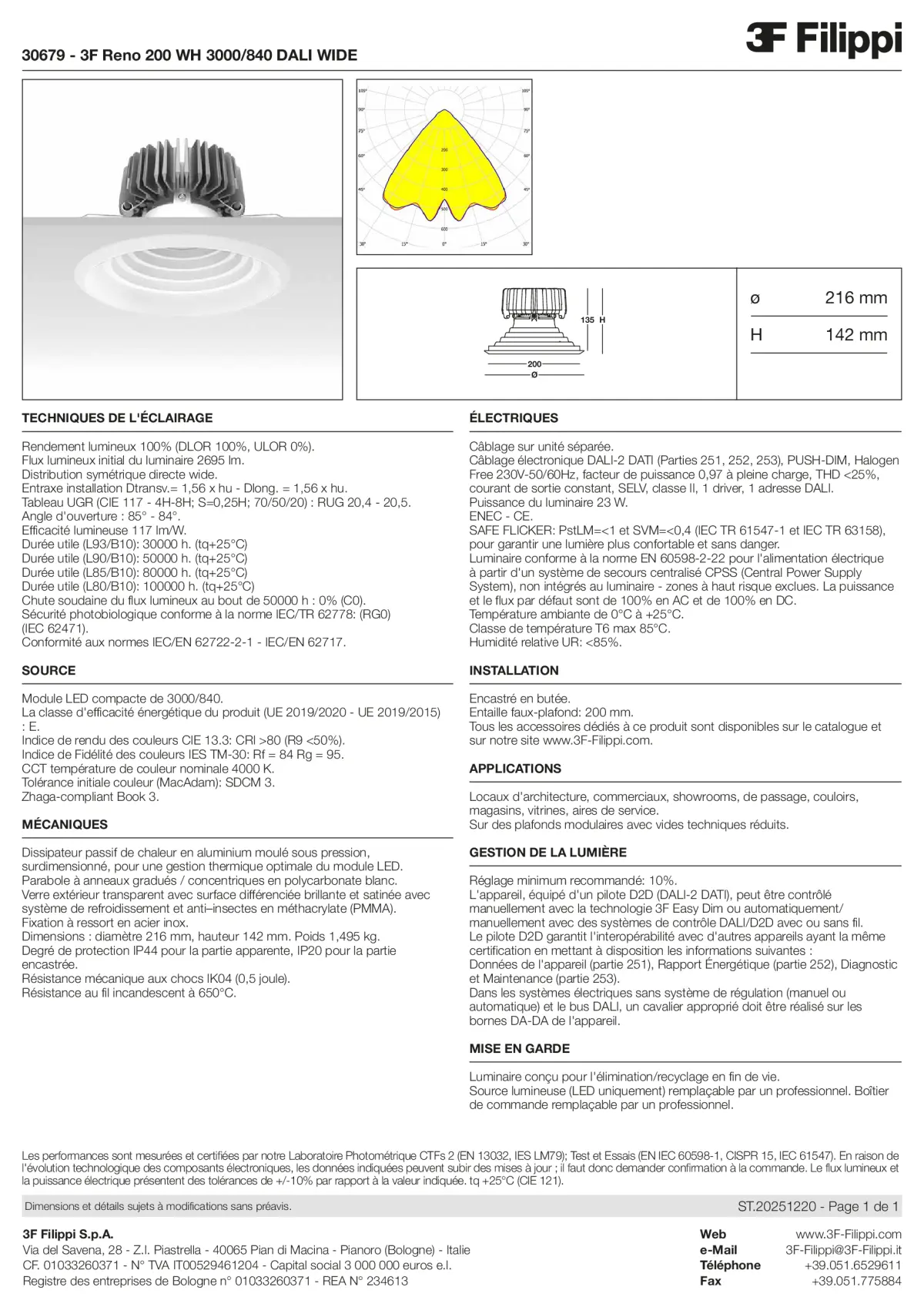 30679 - 3F Reno 200 WH 3000-840 DALI WIDE - Datasheet - fr
