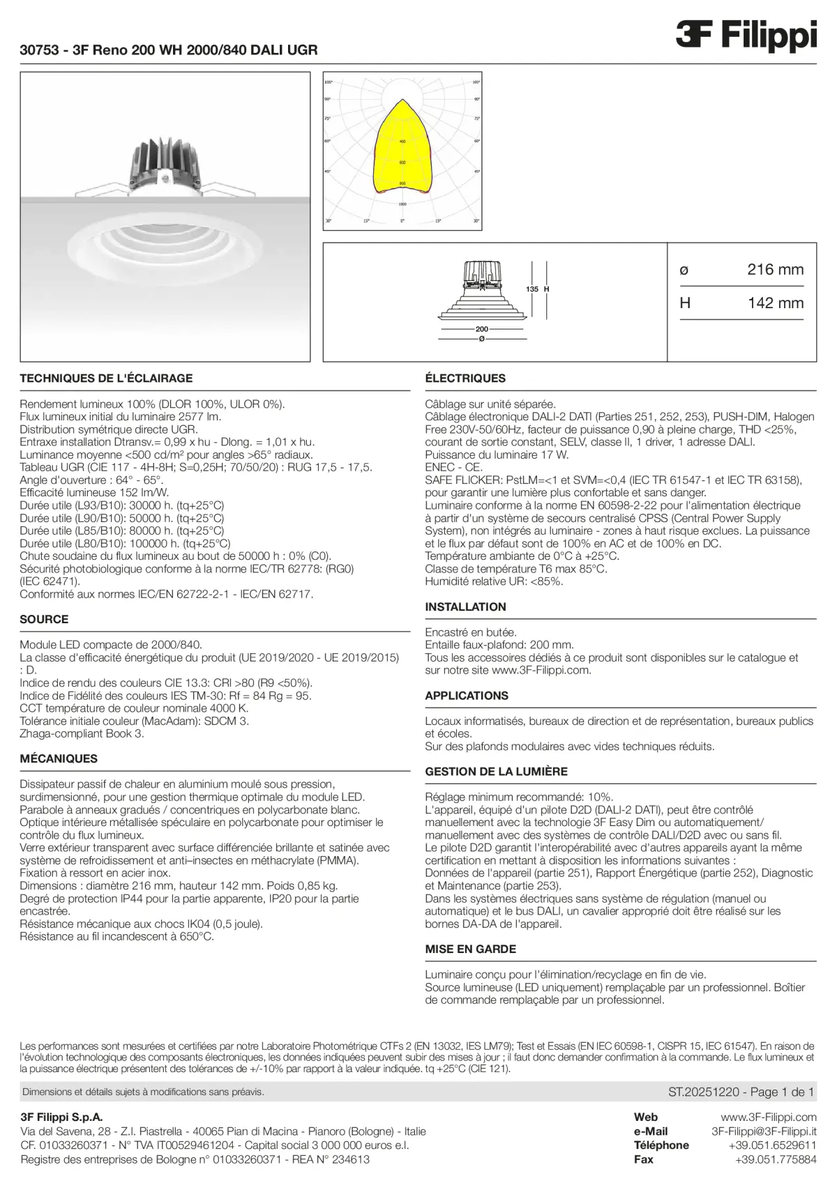 30753 - 3F Reno 200 WH 2000-840 DALI UGR - Datasheet - fr