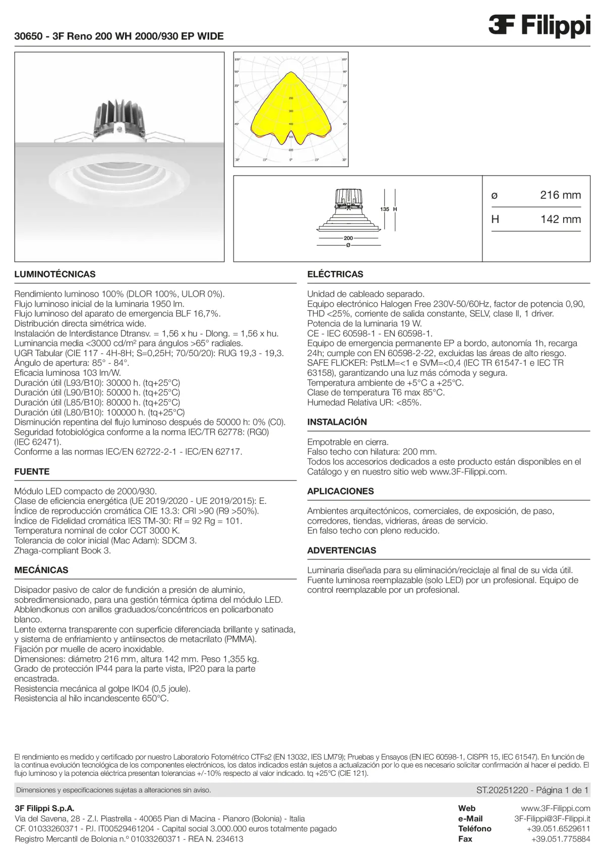 30650 - 3F Reno 200 WH 2000-930 EP WIDE - Datasheet - es
