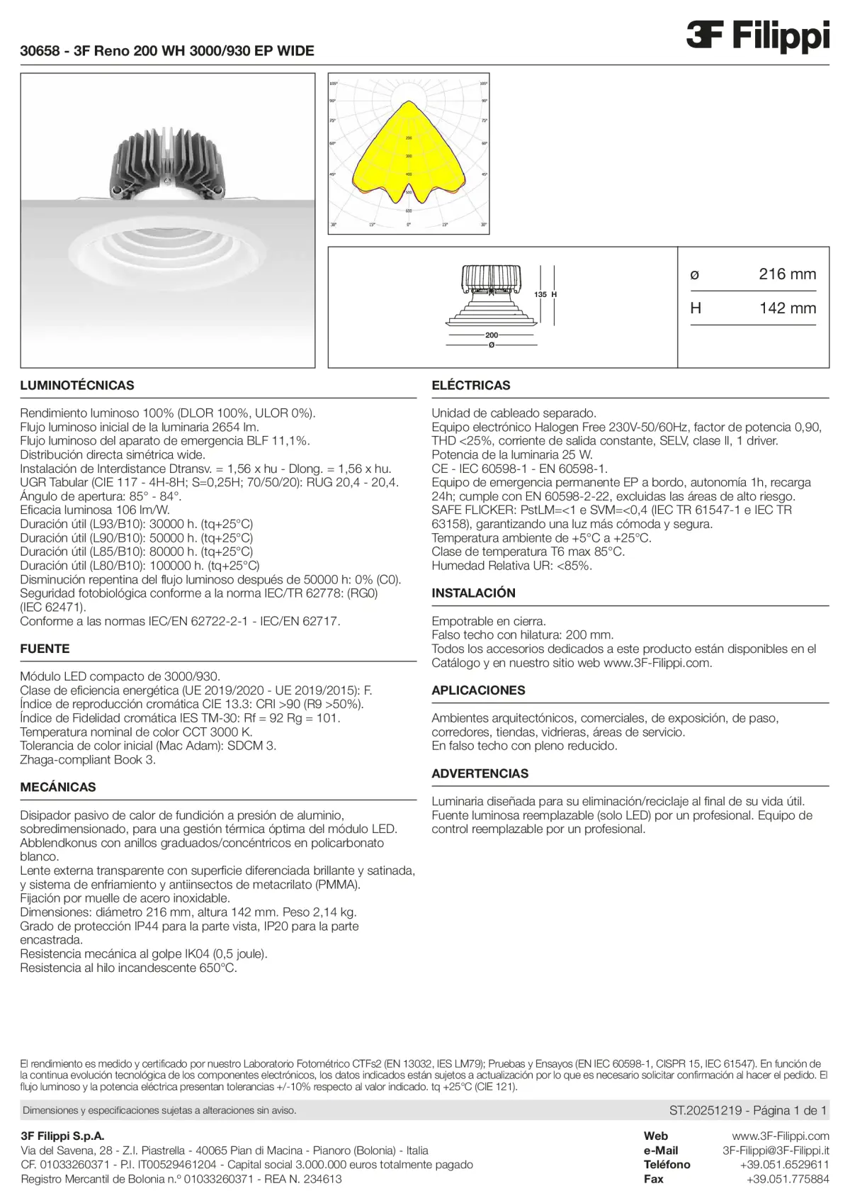 30658 - 3F Reno 200 WH 3000-930 EP WIDE - Datasheet - es