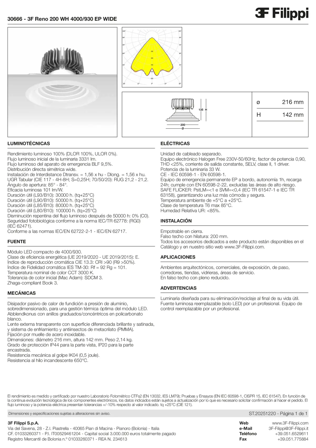 30666 - 3F Reno 200 WH 4000-930 EP WIDE - Datasheet - es