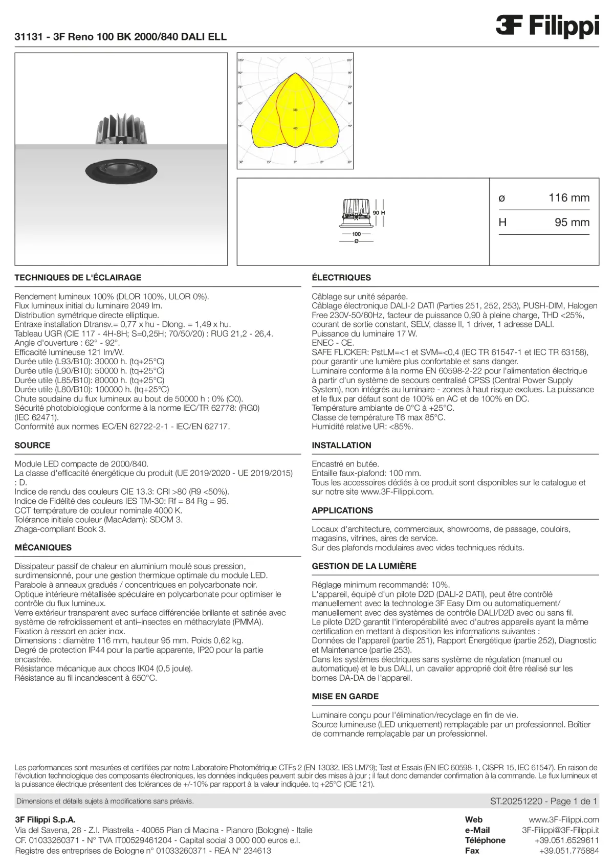 31131 - 3F Reno 100 BK 2000-840 DALI ELL - Datasheet - fr