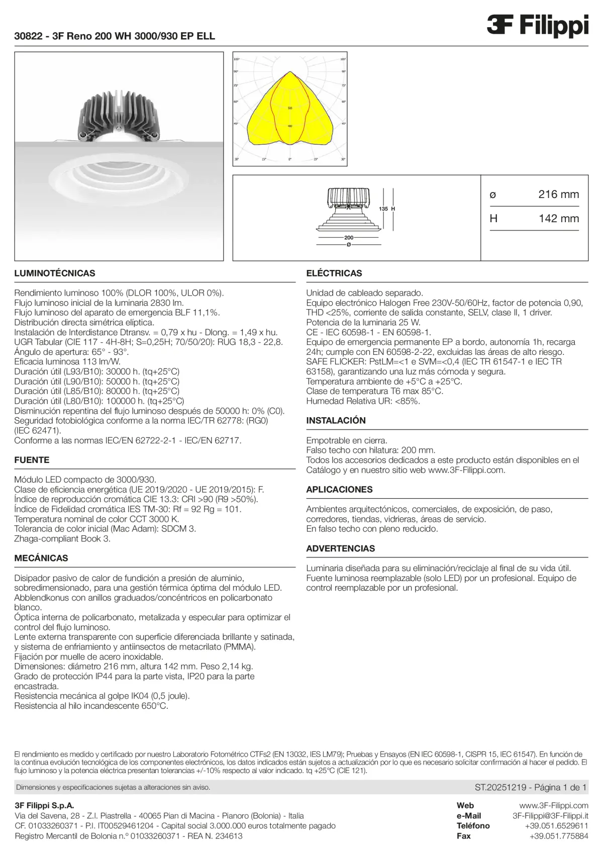 30822 - 3F Reno 200 WH 3000-930 EP ELL - Datasheet - es