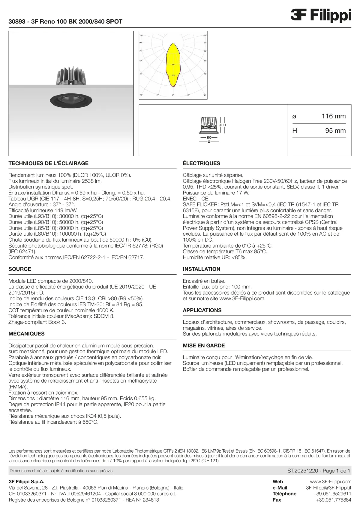 30893 - 3F Reno 100 BK 2000-840 SPOT - Datasheet - fr