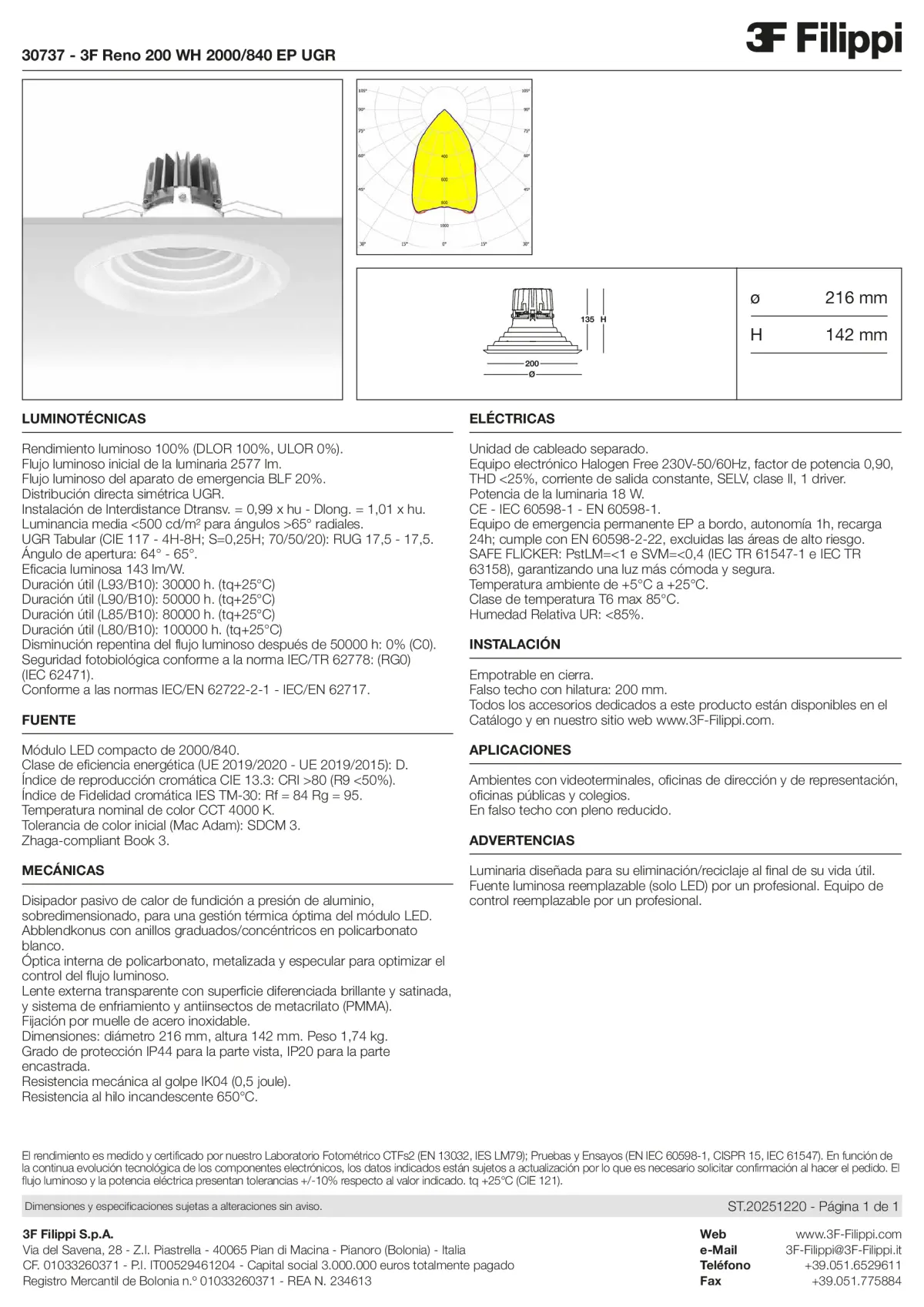 30737 - 3F Reno 200 WH 2000-840 EP UGR - Datasheet - es